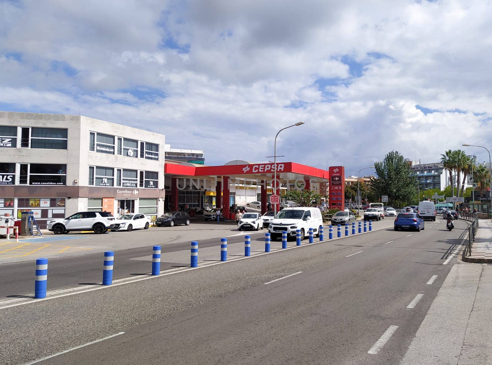 Lloret de mar, Spain - September 30, 2024: Abandoned Cespa gas station.