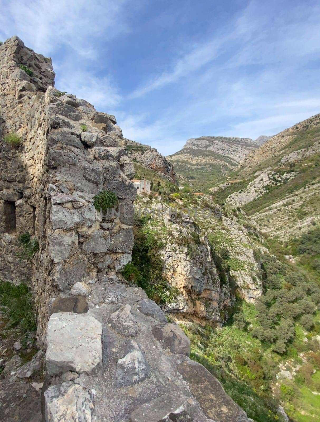 Mountain view from ancient fortress walls of Old Bar town. Montenegro, Europe