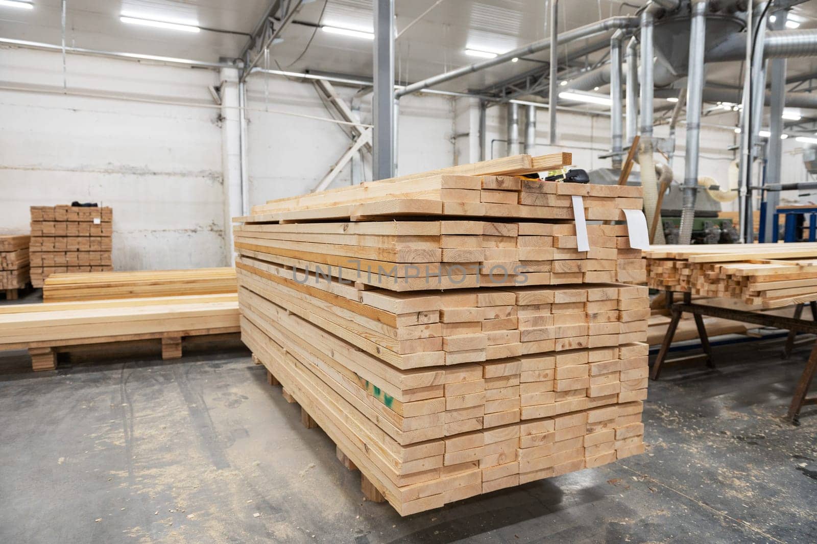 Furniture factory workshop with different wood items.
