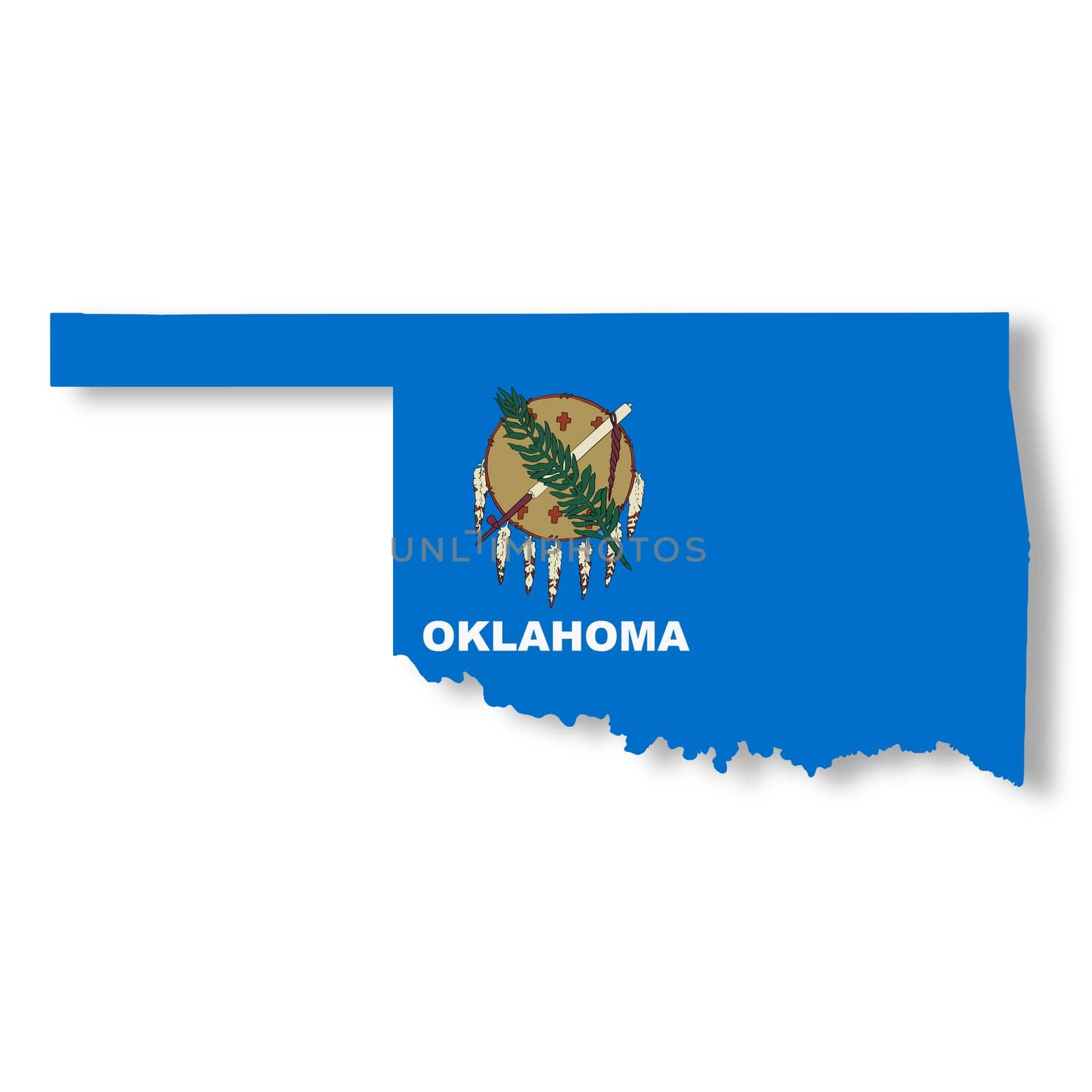 An Oklahoma State Flag Map Illustration with clipping path