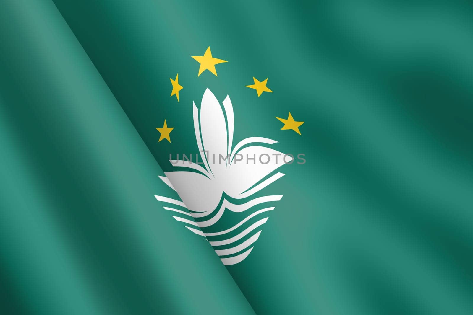 A Macao waving flag 3d illustration wind ripple