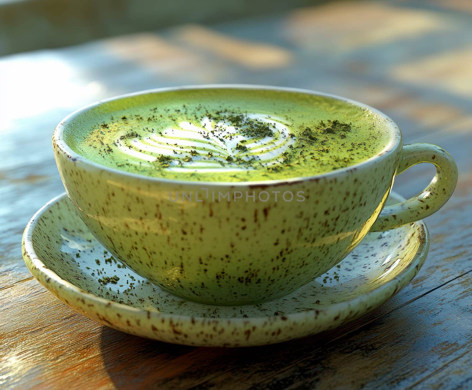 tasty Matcha Latte made from green tea. AI generative.