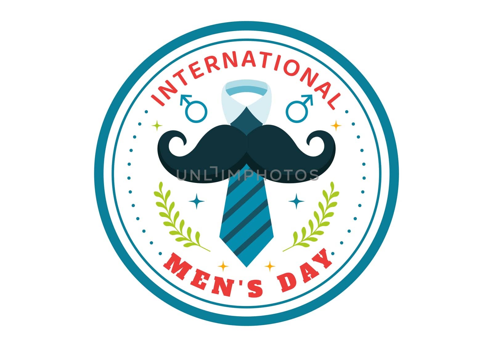 International Men's Day Vector Illustration on November 19 Featuring Men's Accessories like Ties and Mustaches in a Flat Style Cartoon Background