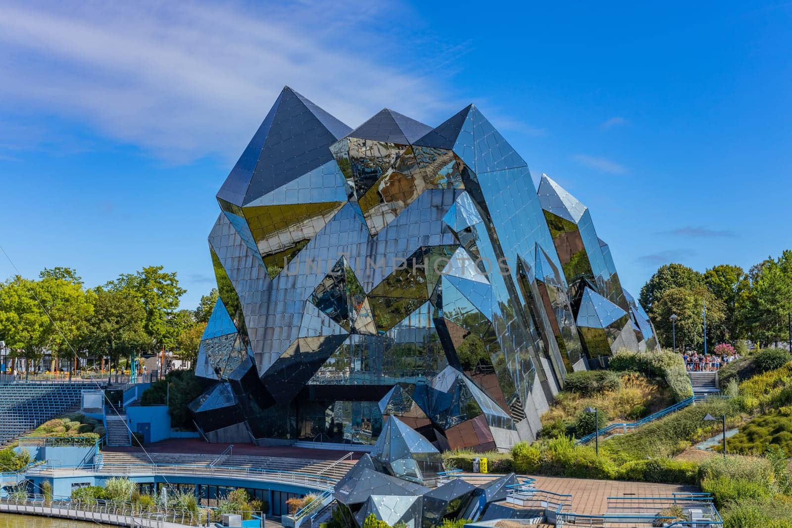 Poitiers, Nouvelle Aquitaine. France: August 19, 2024 : Futuroscope or Parc du Futuroscope is a French theme park based upon multimedia cinematographic futuroscope and audio-visual techniques
