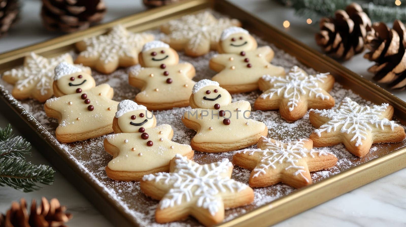 Christmas Sugar Cookies Decorated with Royal Icing, Snowflakes and Snowmen