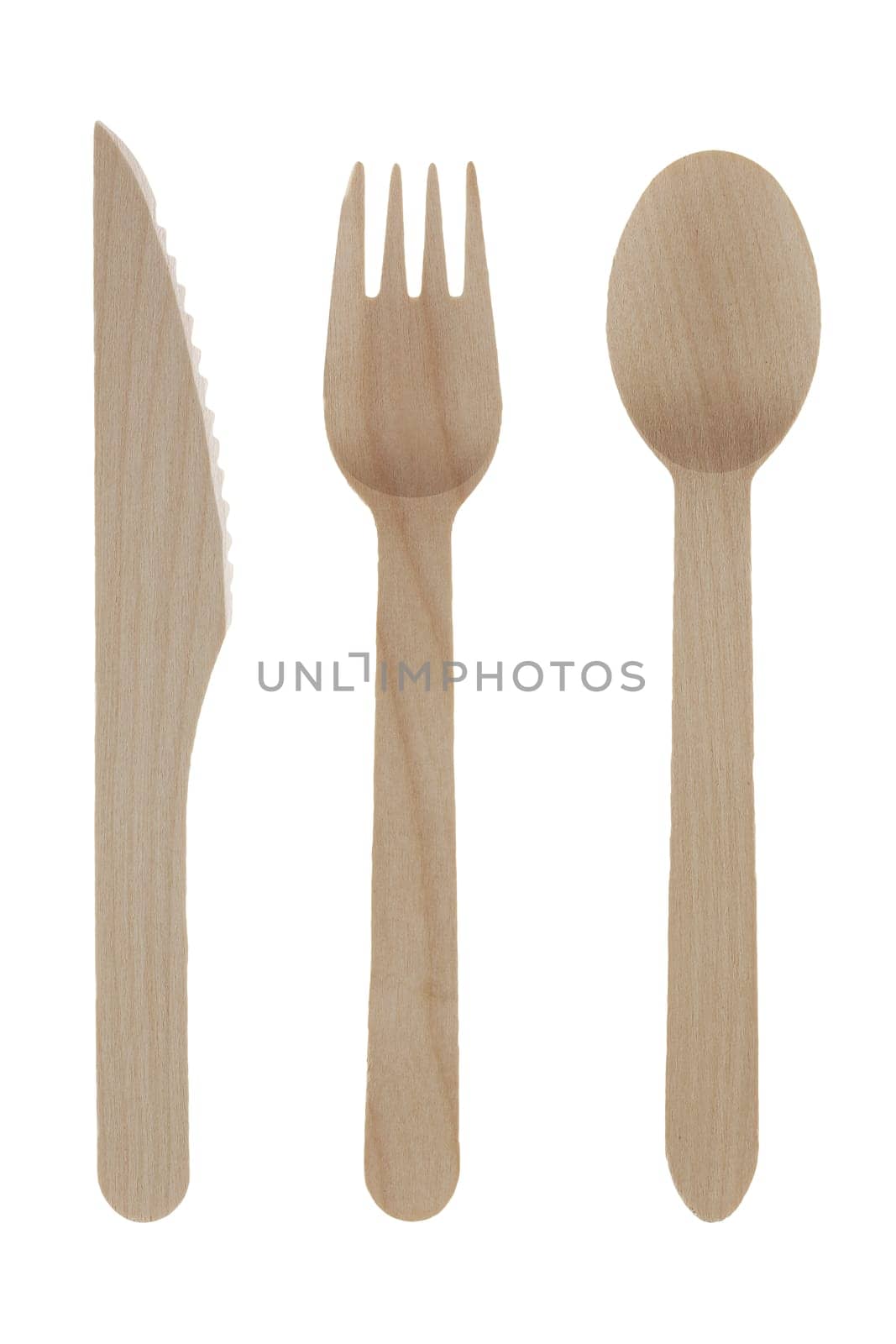 A wooden cutlery set knife fork spoon