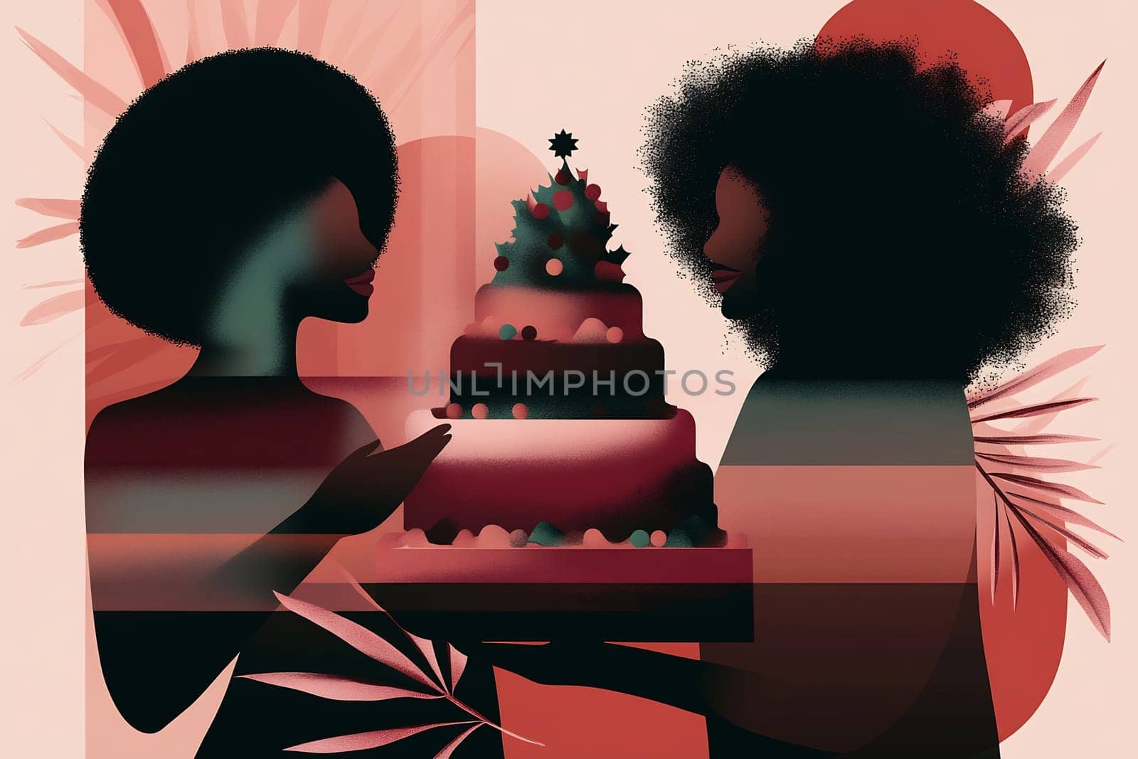 Two friends share a moment of joy as they present a beautifully decorated cake while celebrating a special occasion together.
