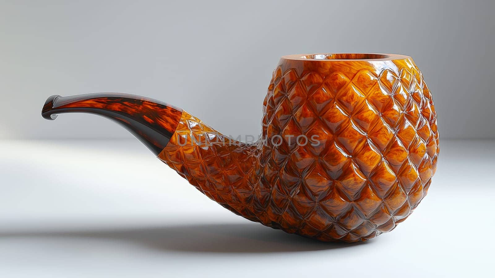 A high-resolution, detailed product photo showcasing a beautifully handcrafted pipe. Set against a clean, minimalist white studio background, the elegant lines and fine texture are accentuated by warm lighting, highlighting the exquisite workmanship. Ideal for a product listing or shop page to captivate customers and boost sales.