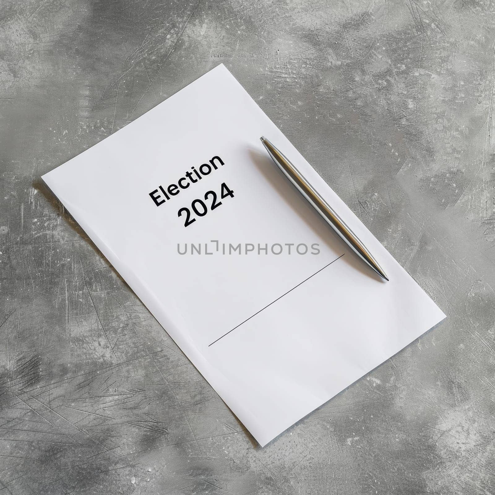 A piece of paper with the word Election written in black ink and a blue pen resting beside it