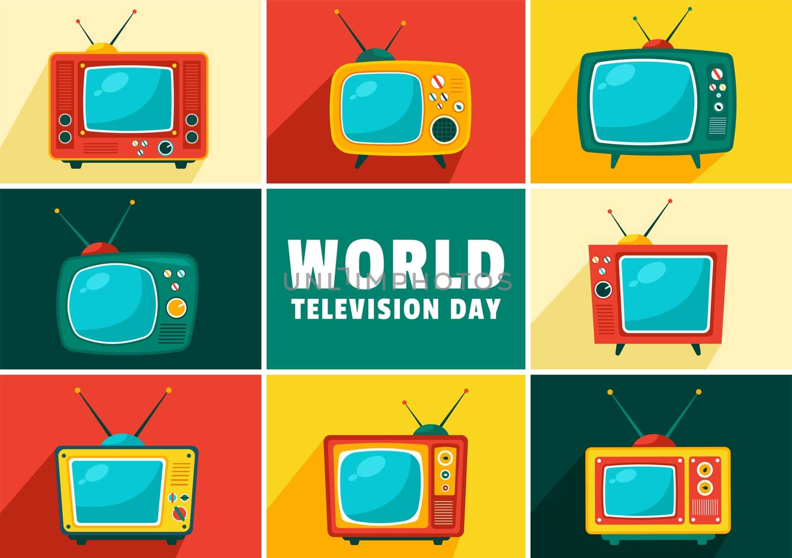 World Television Day Vector Illustration on November 21, Featuring TV and Global Broadcasting Concepts in a Flat Style Cartoon Background
