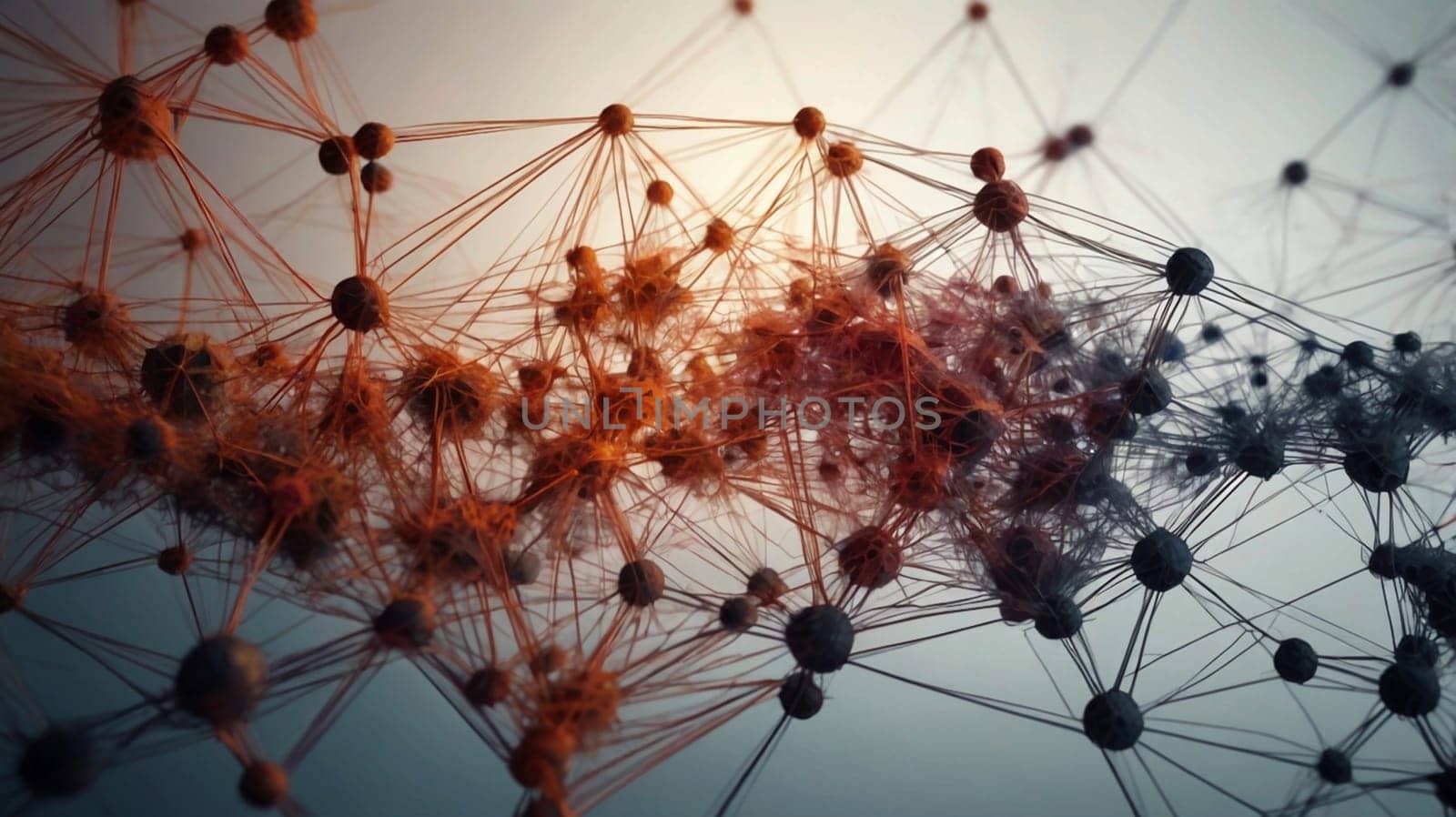 A network of interconnected nodes and lines, representing a complex system or network. The image is abstract and futuristic, suggesting a sense of connection and communication. A high-quality AI-generated photo.