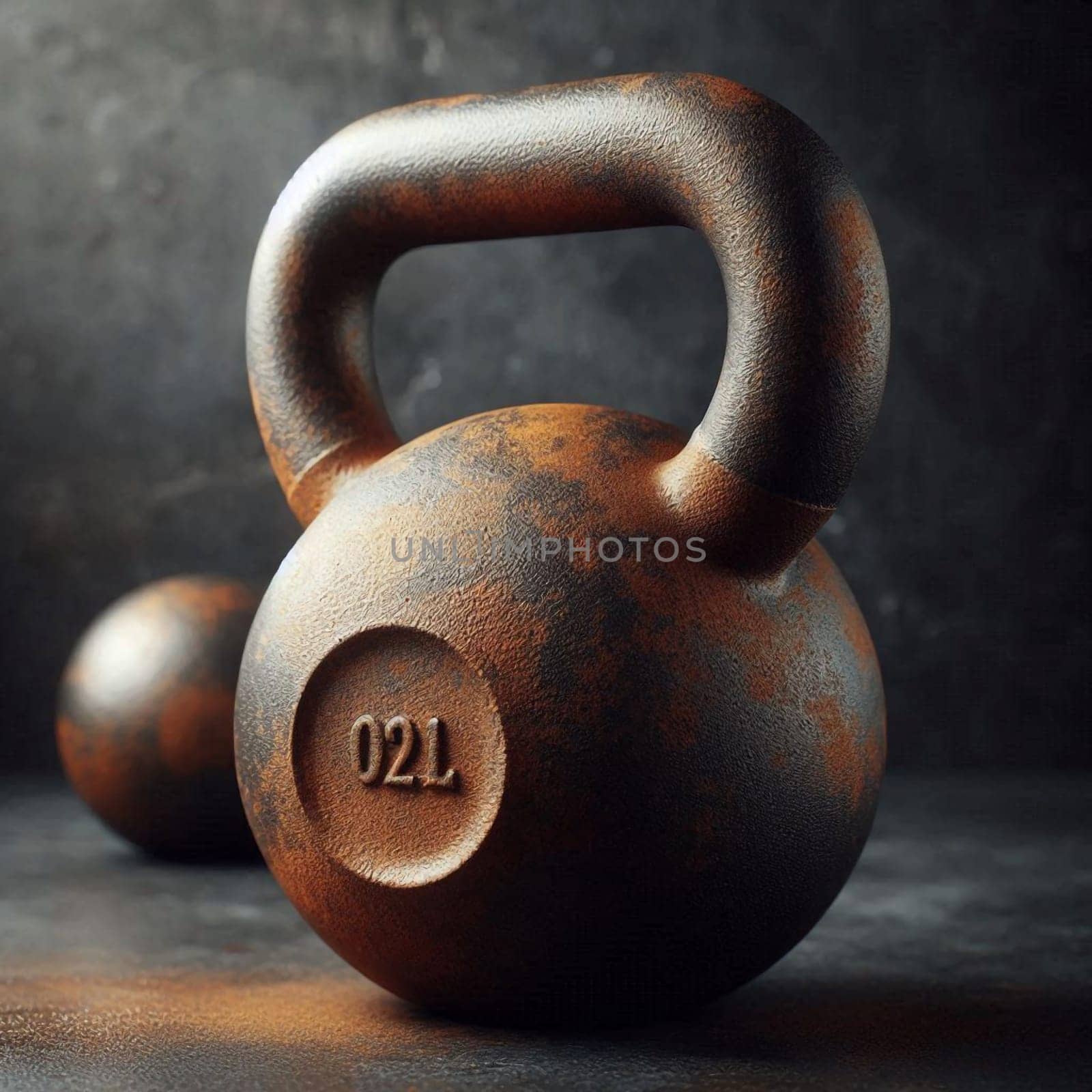 A rusty kettlebell, representing strength, fitness, and a rustic aesthetic. A high-quality AI-generated photo.