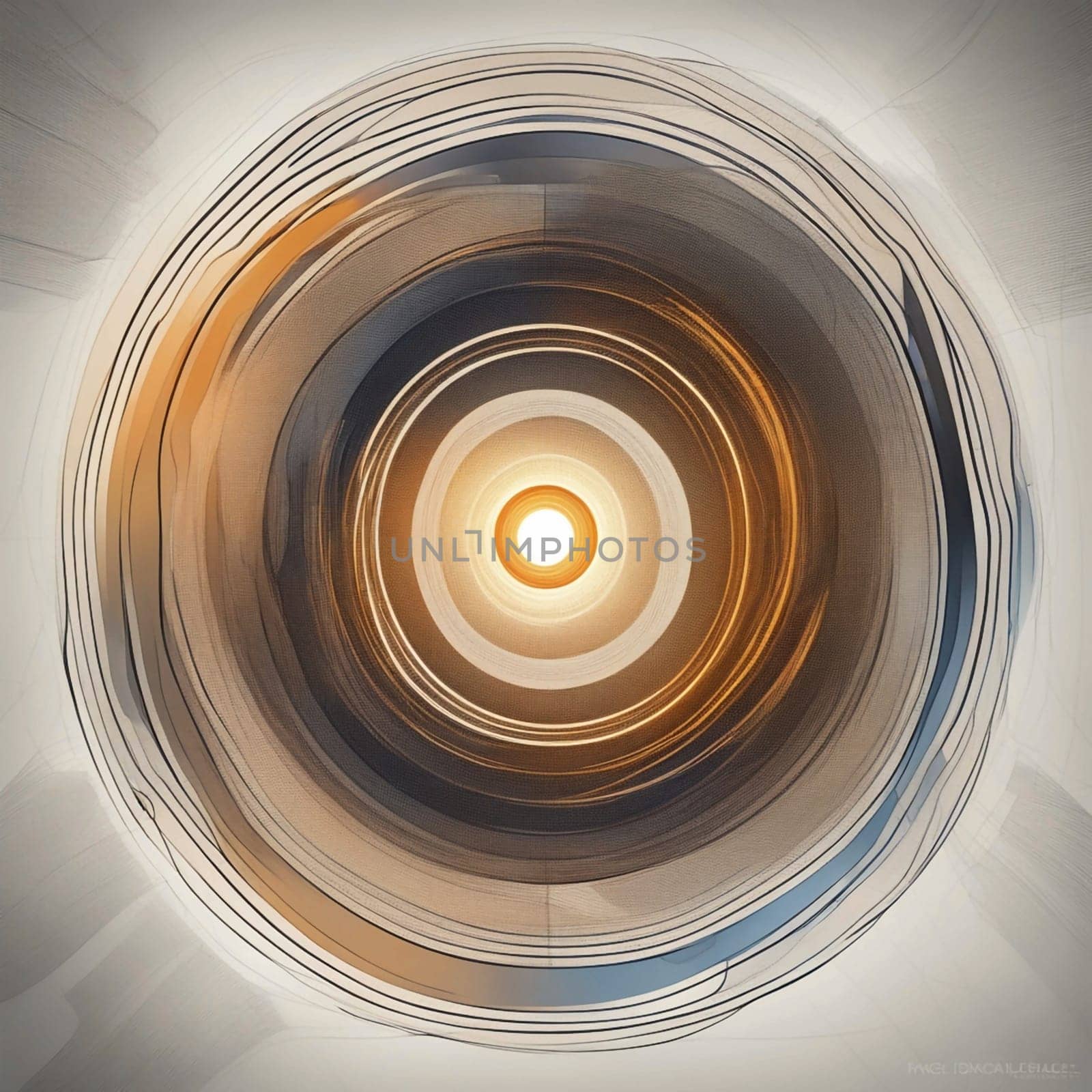 Abstract image of a glowing light emanating from a circular, layered pattern, resembling a tunnel or a portal. The scene suggests a journey into the unknown or a connection to a higher dimension. A high-quality AI-generated photo.