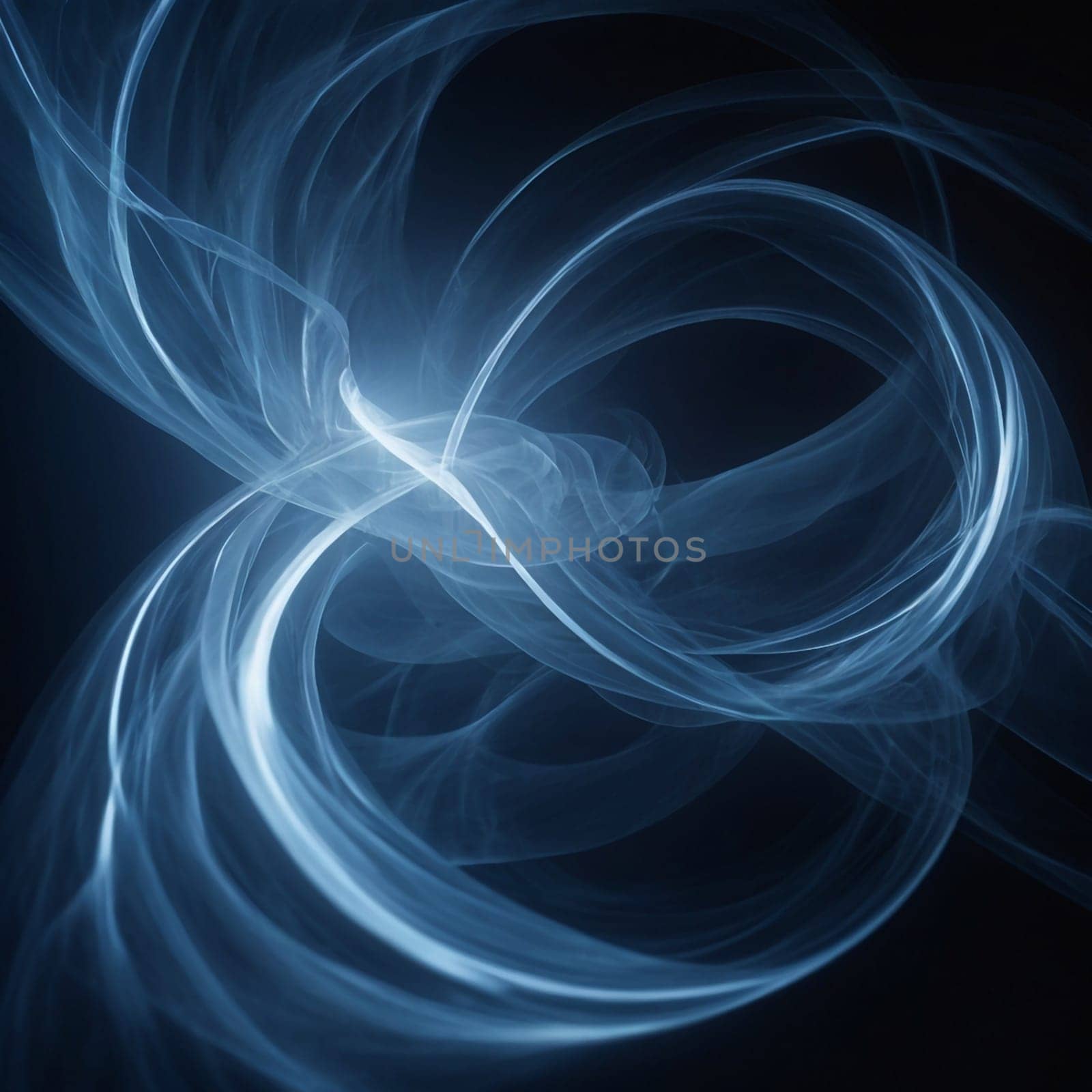 An abstract image of swirling blue lines and light creating a dynamic, almost liquid effect on a dark background. A high-quality AI-generated photo.