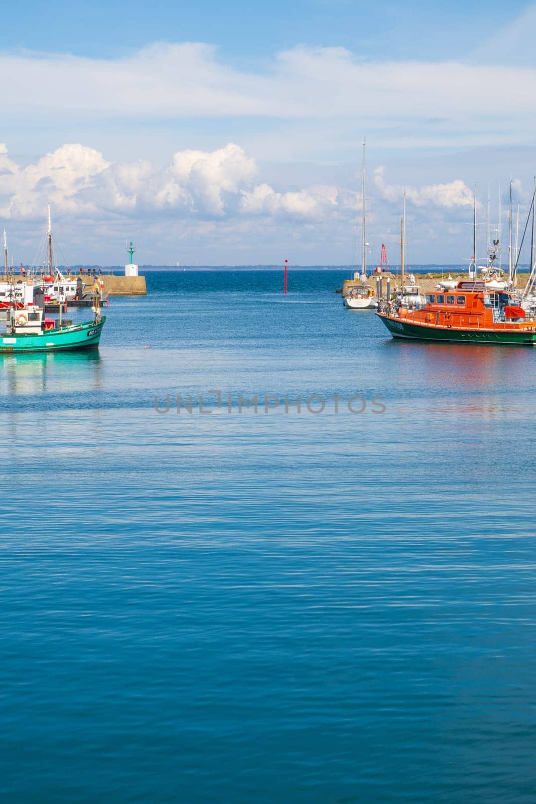 Noirmoutier, France - September 12, 2023: Fishing at the port of Herbaudière in Noirmoutier