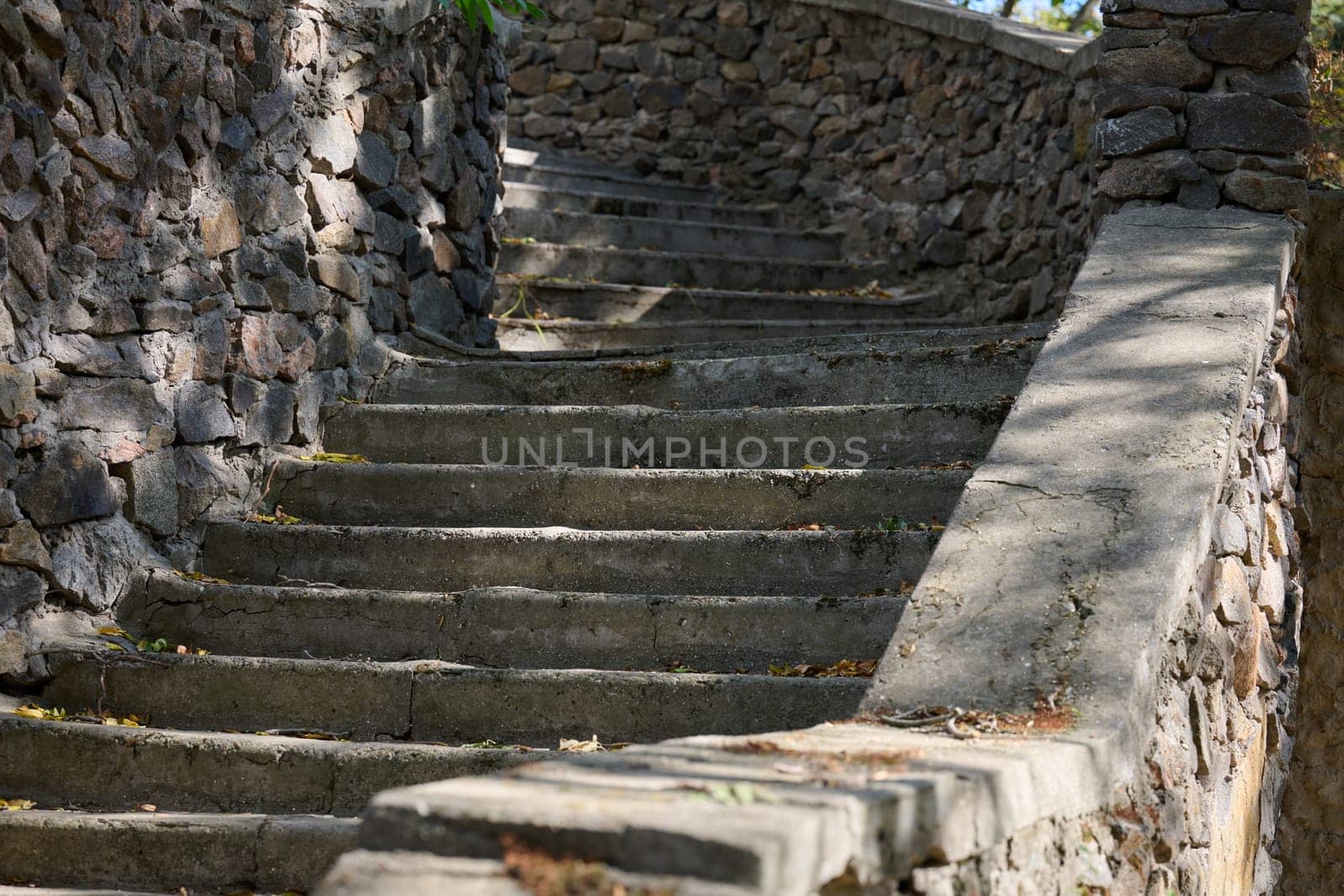 Stone steps up the street, summer day