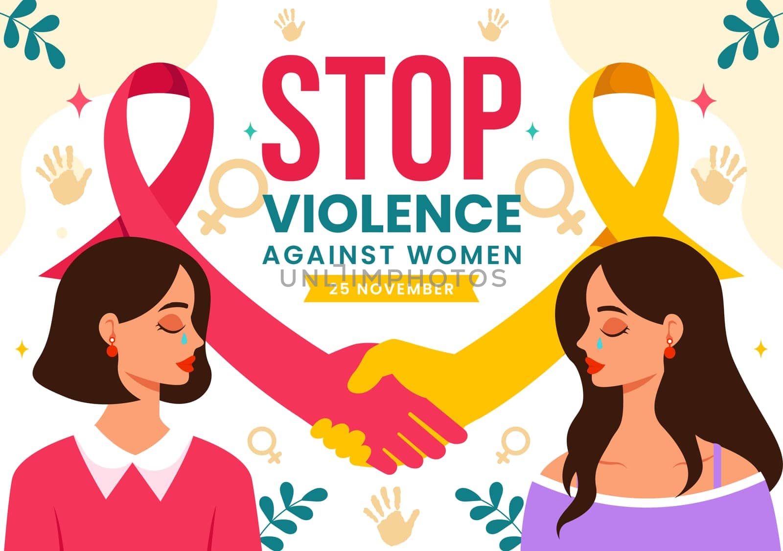International Day for the Elimination of Violence Against Women Vector Illustration on 25 November with Girls and Flower Background Cartoon Design