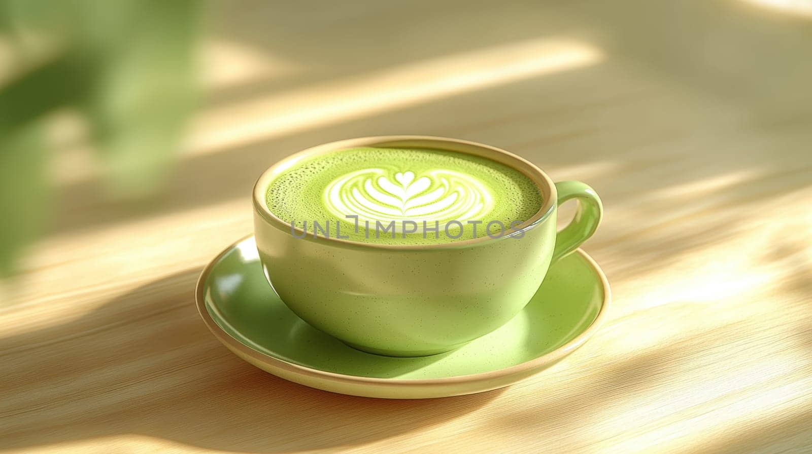 tasty Matcha Latte made from green tea. AI generative.