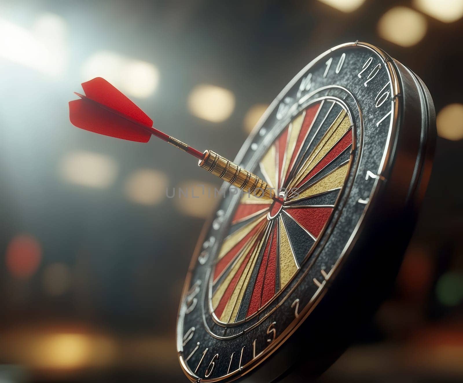 darts flying towards a circle. AI generative.