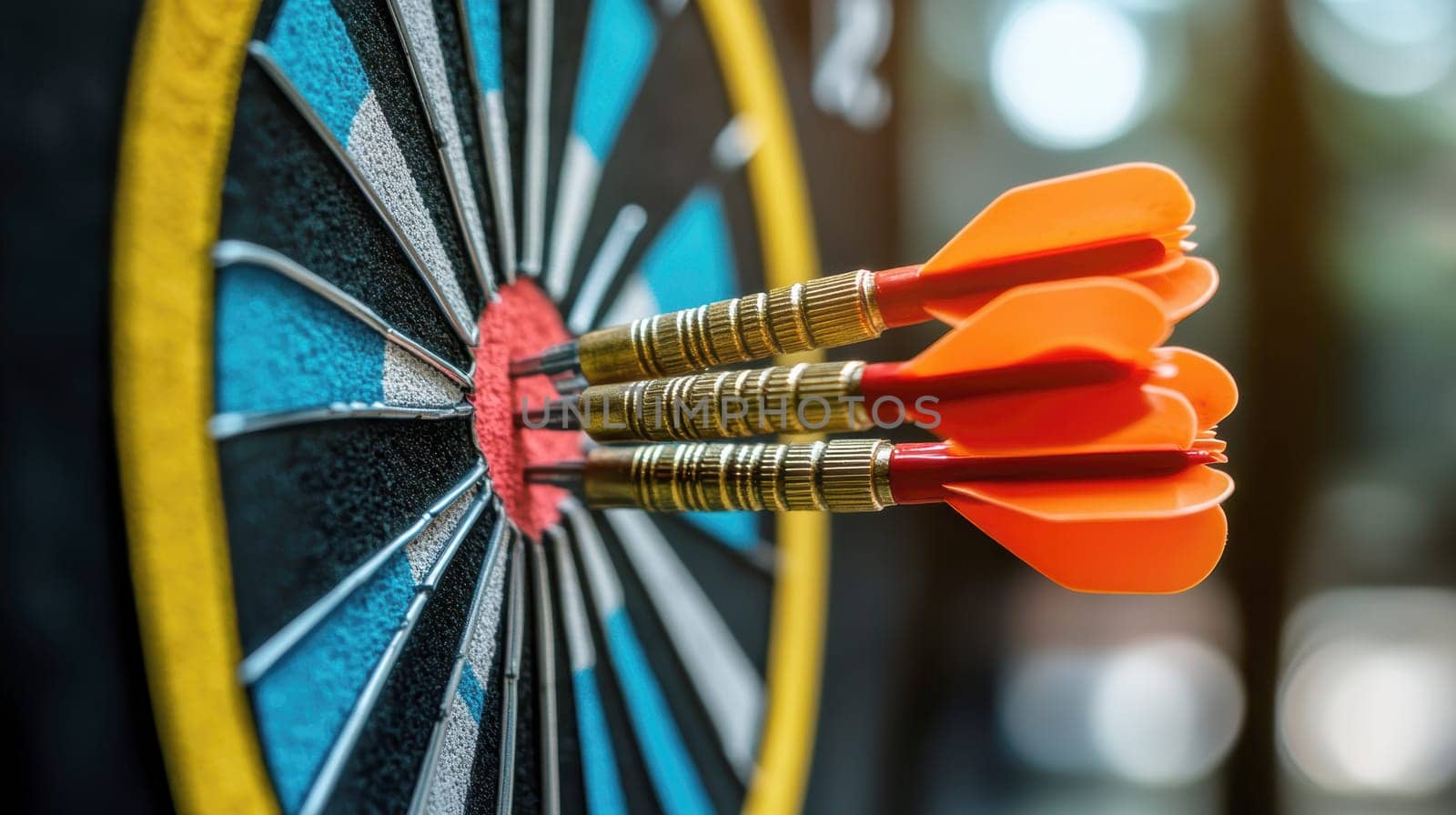 darts flying towards a circle. AI generative.