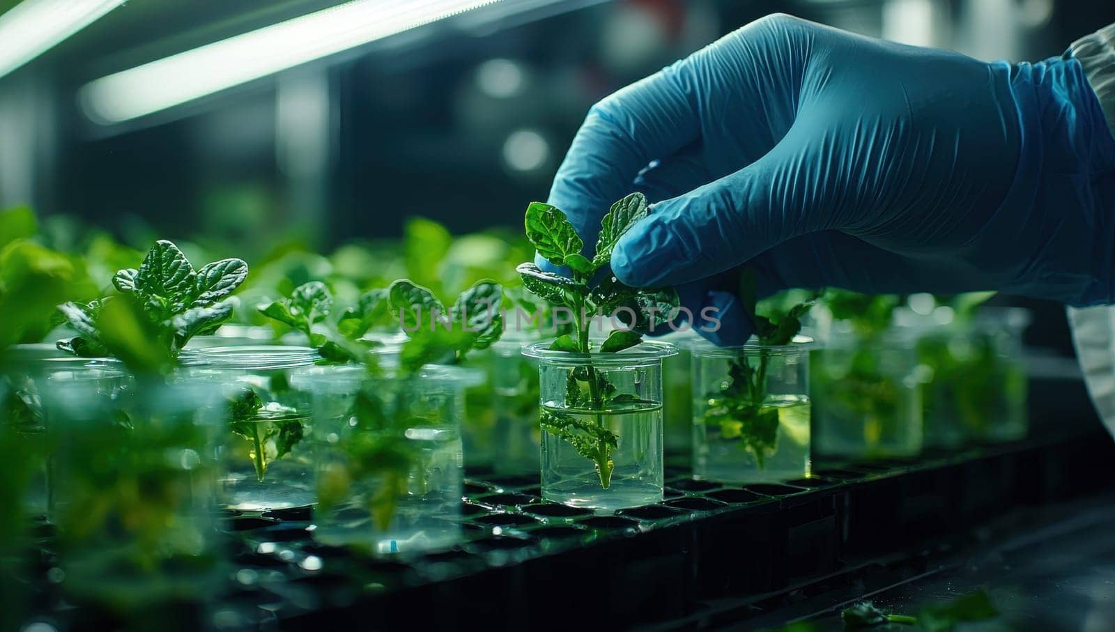 Scientist Examining Plant Tissue Culture in Laboratory