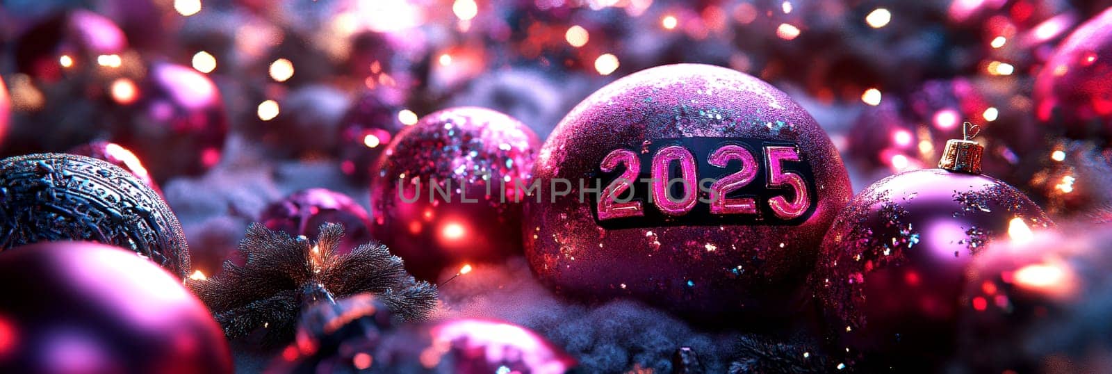 happy, new, year, number " 2025"" ballons, firework. AI generative."