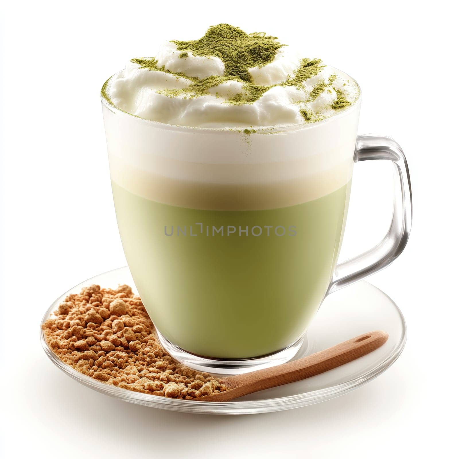 tasty Matcha Latte made from green tea. AI generative.