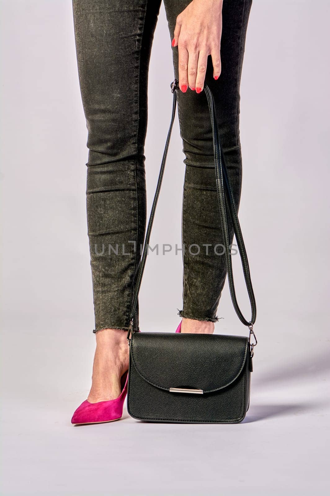 close up of female sexy legs and high heel boots. High quality photo