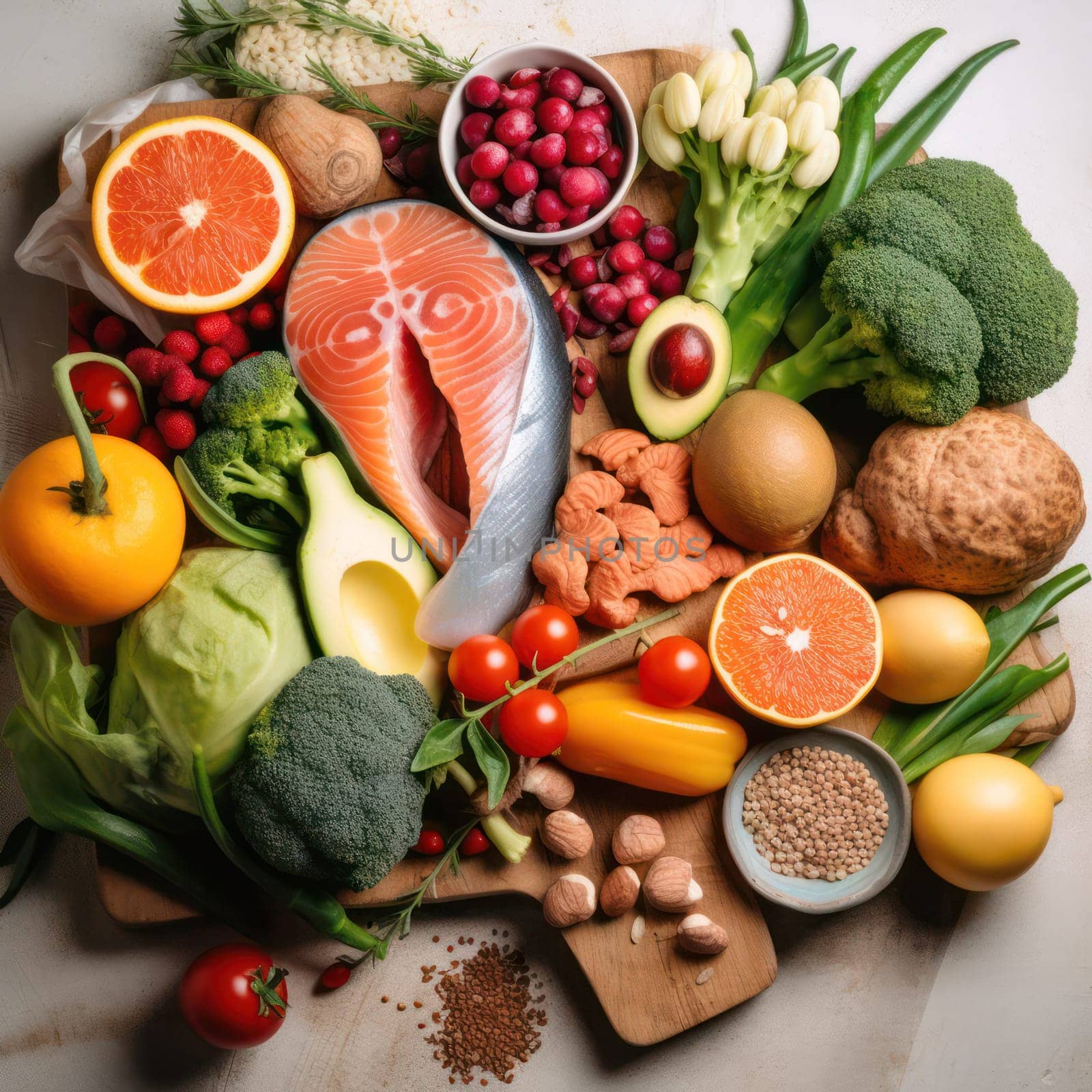 healthy fruits and vegetables .the concept of proper and healthy nutrition. Generative AI