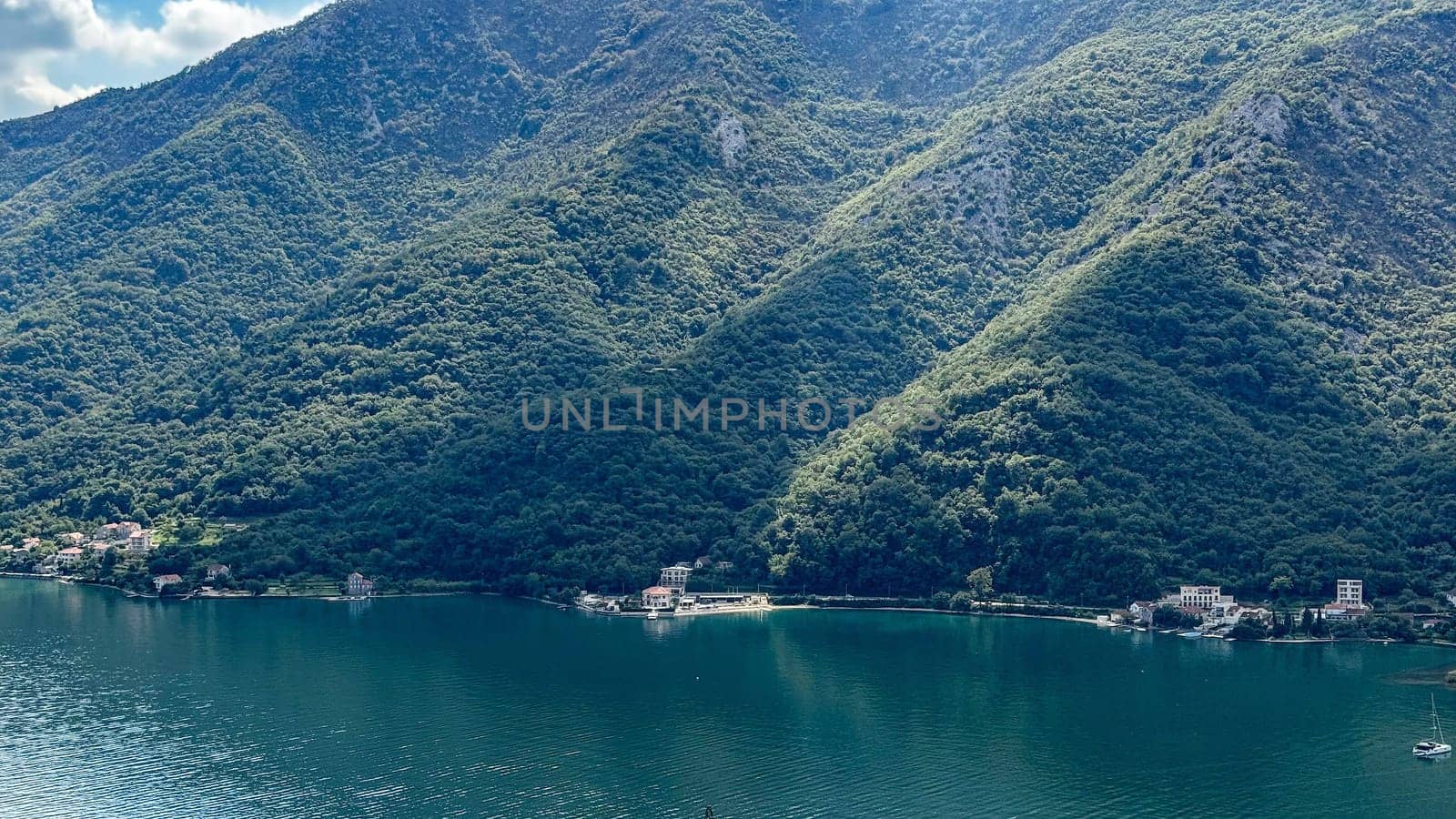View from the mountain to the hills near the Bay of Kotor in Montenegro.