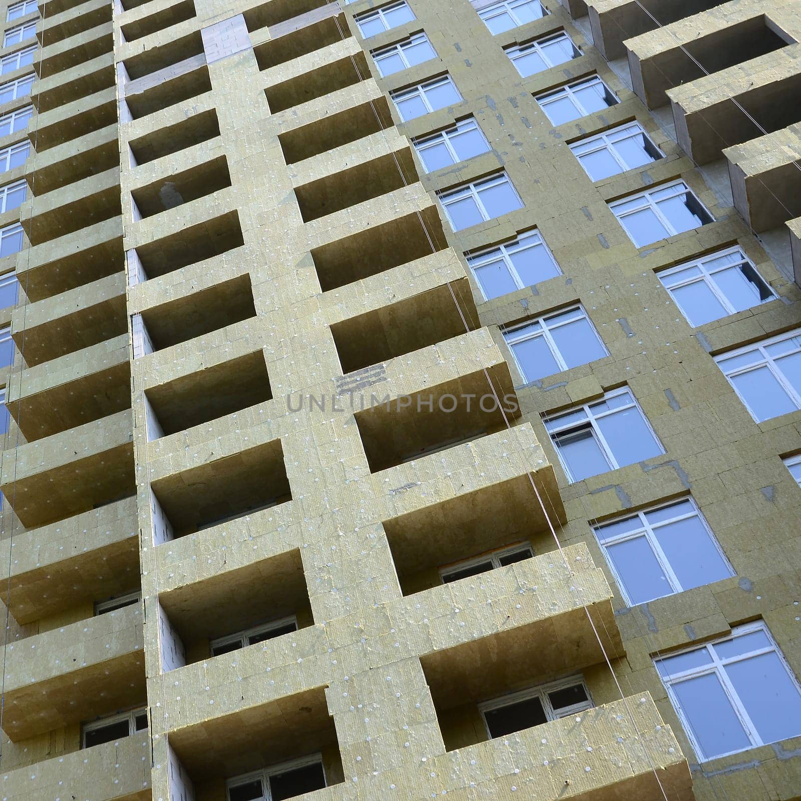 New city residential multi store apartement high building house facade under construction