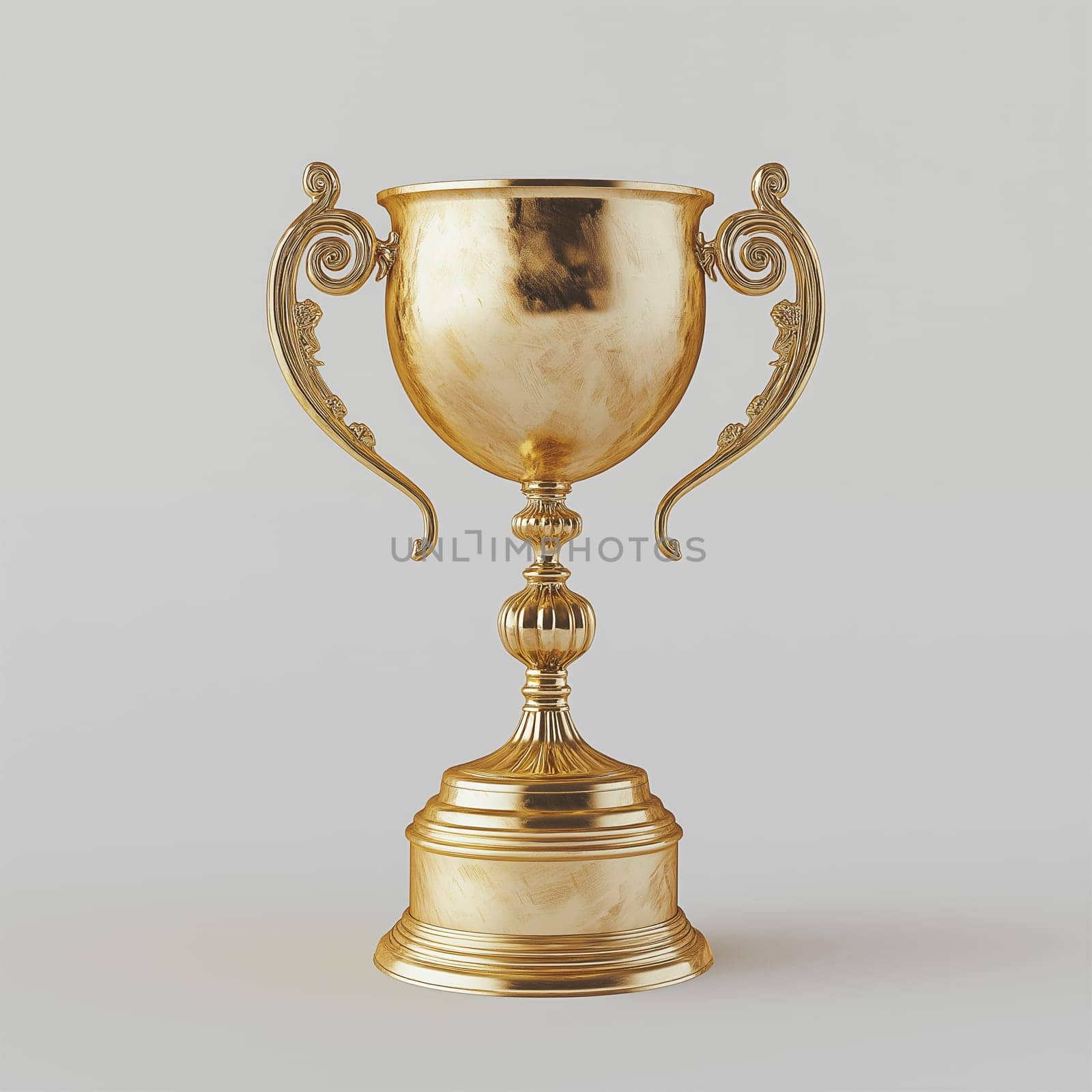 Gold cup or trophy isolated on a white background, representing the concepts of winning, success, and being on top.