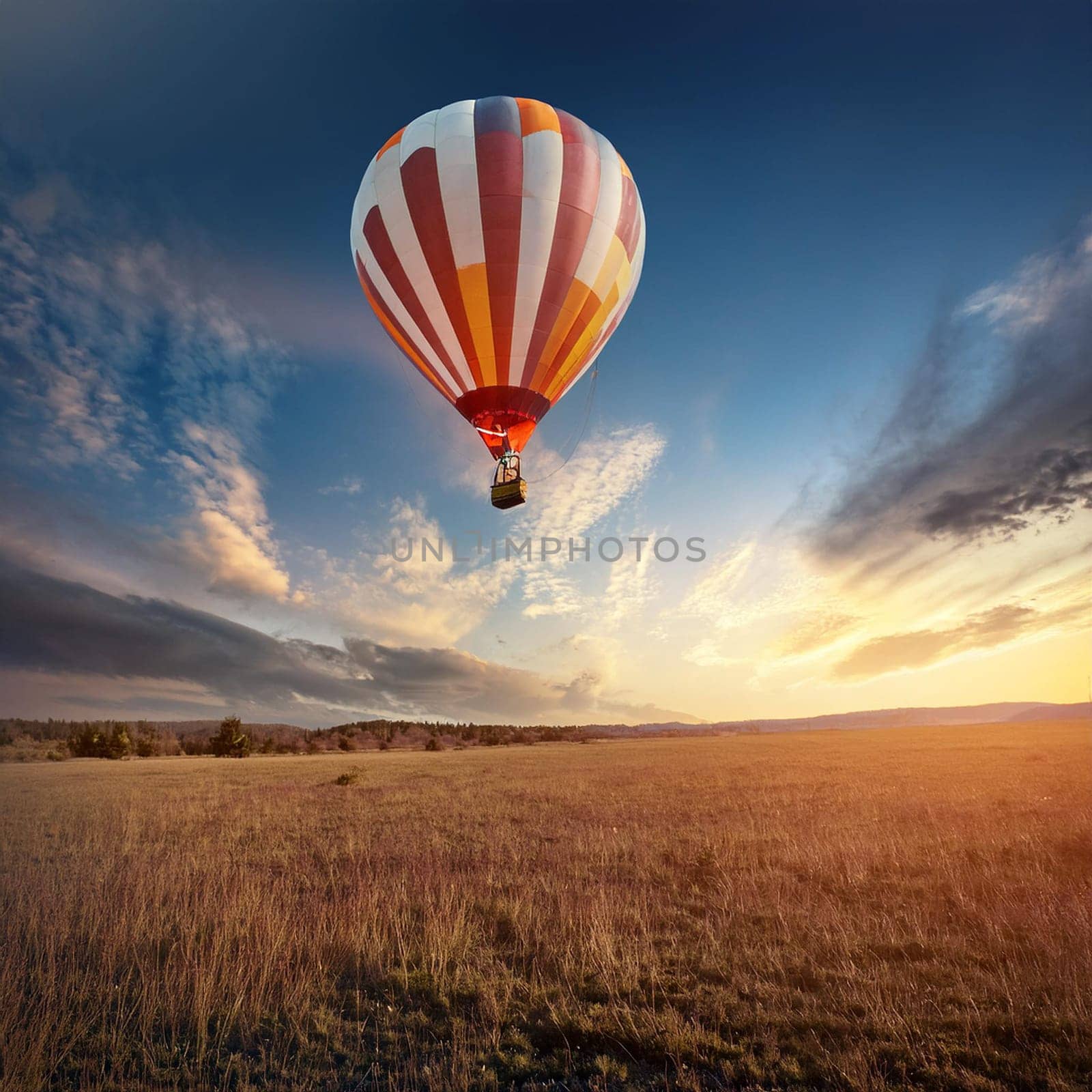 hot air balloon is flying, ai-generatet by Dr-Lange