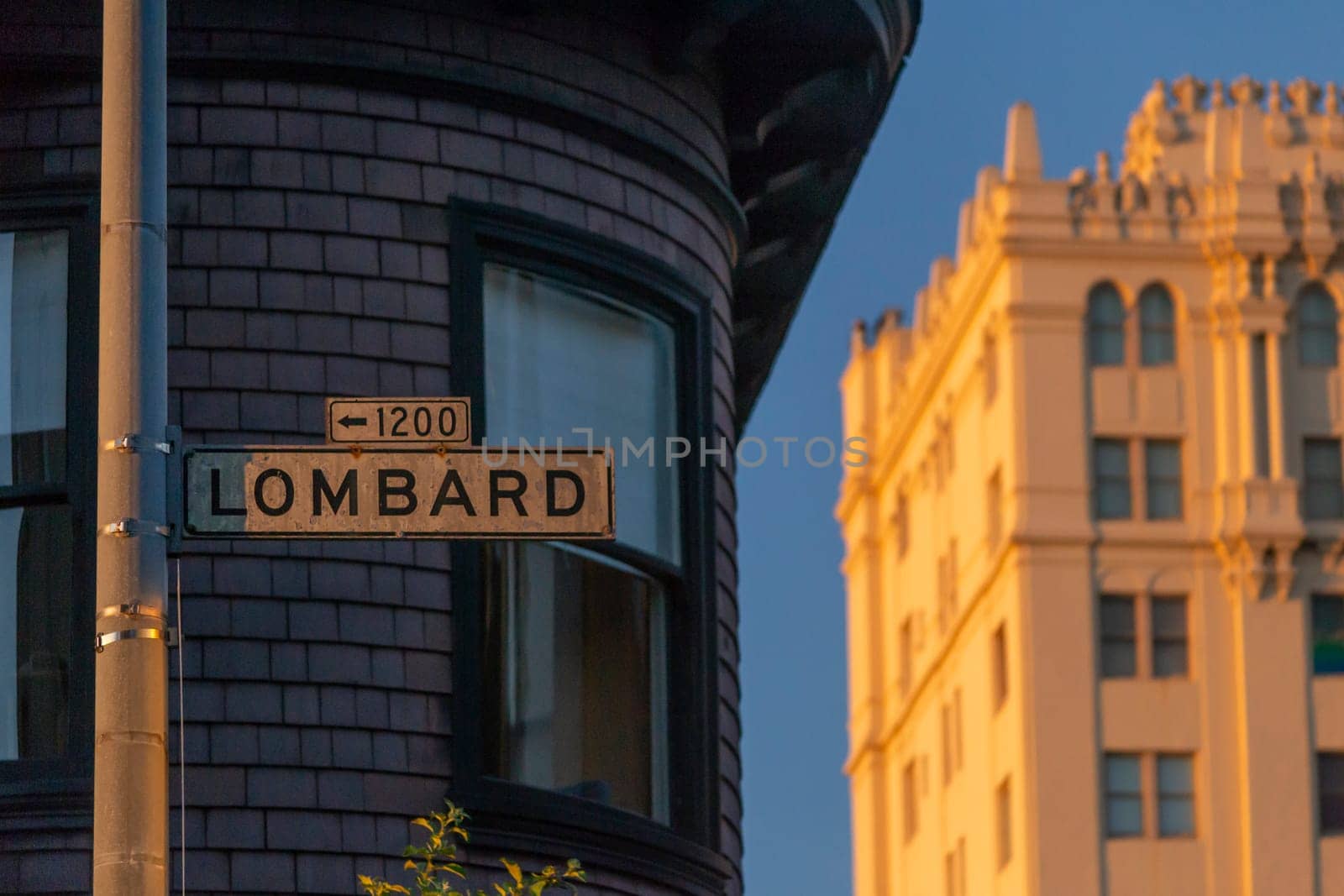 San Francisco, United States, November 12th 2013: View on Lombard street sign in San Francisco