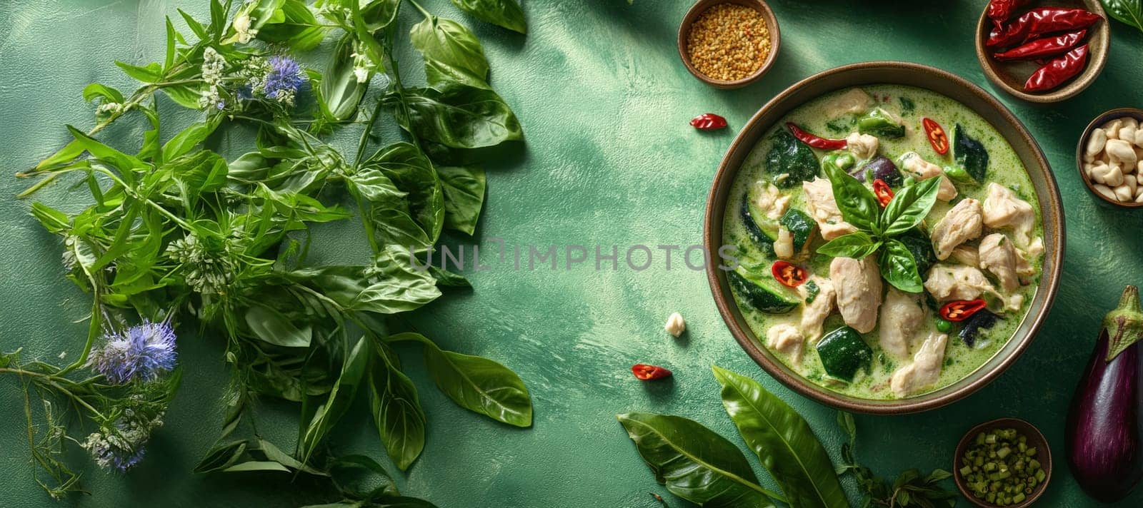 green chicken curry. AI generative.