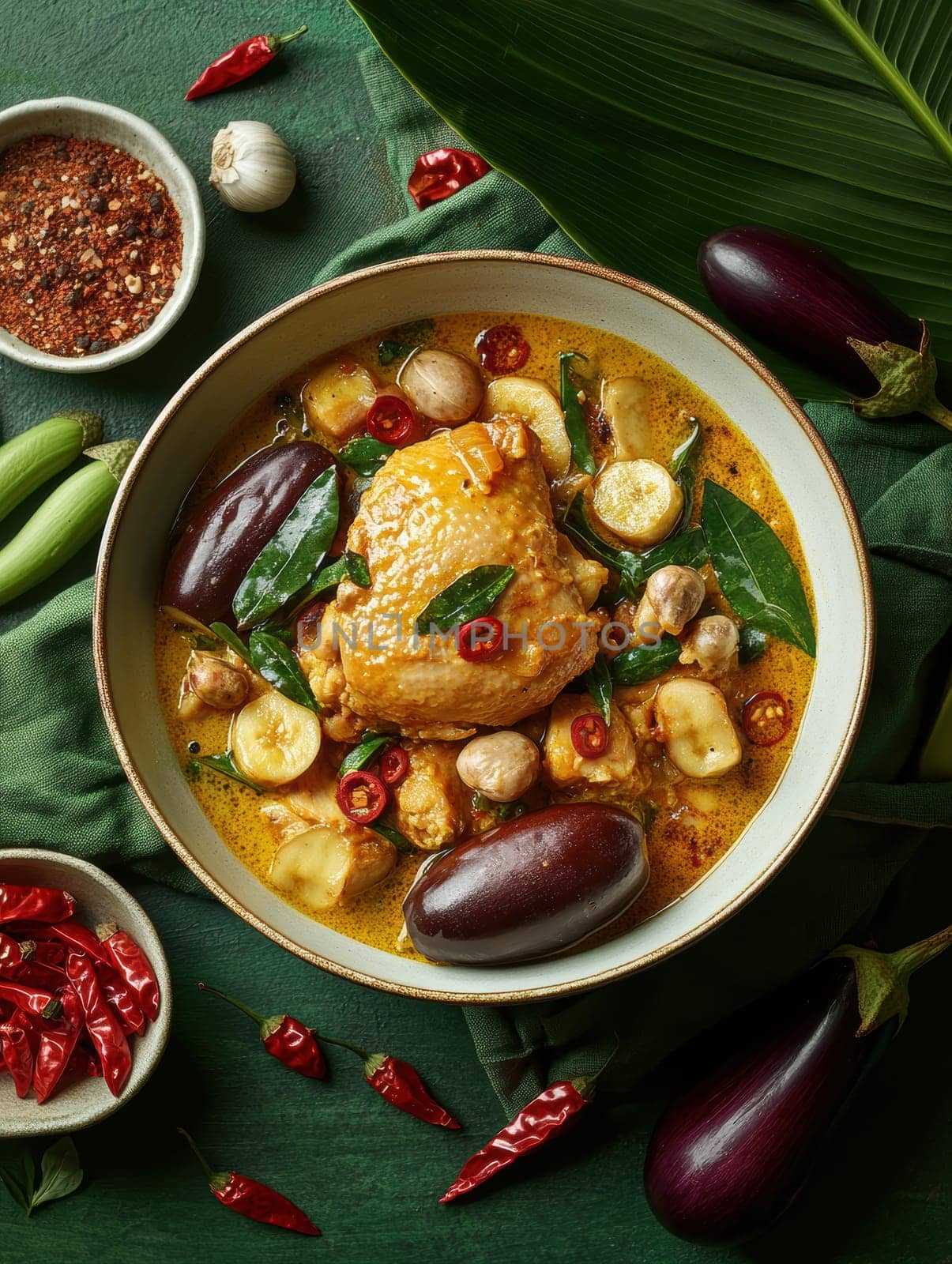 green chicken curry. AI generative.