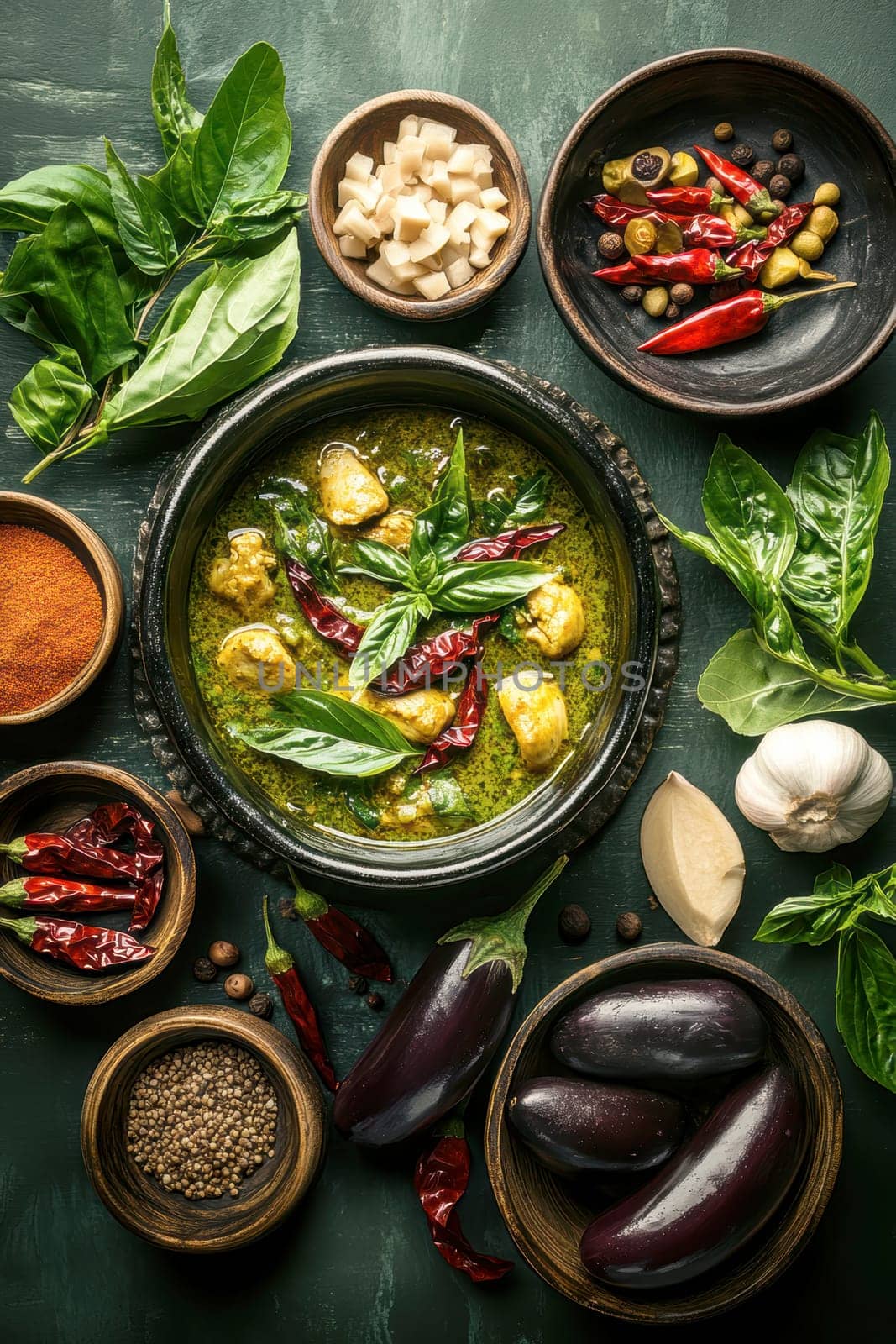 green chicken curry. AI generative.