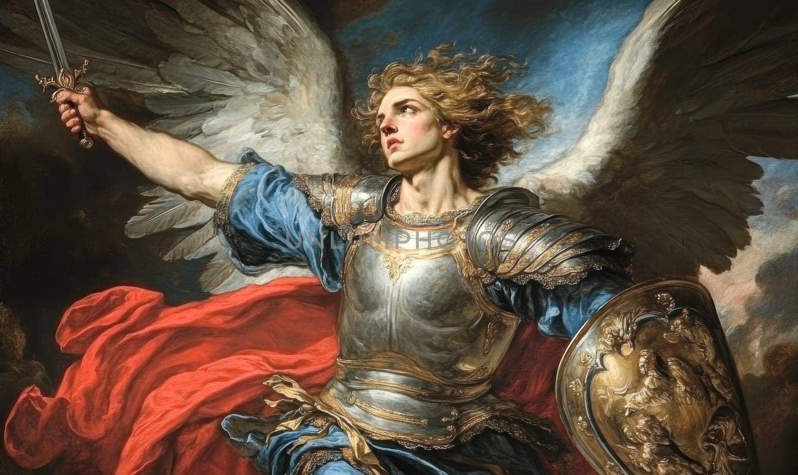 archangel Gabriel in all his pride and glory. AI generative.