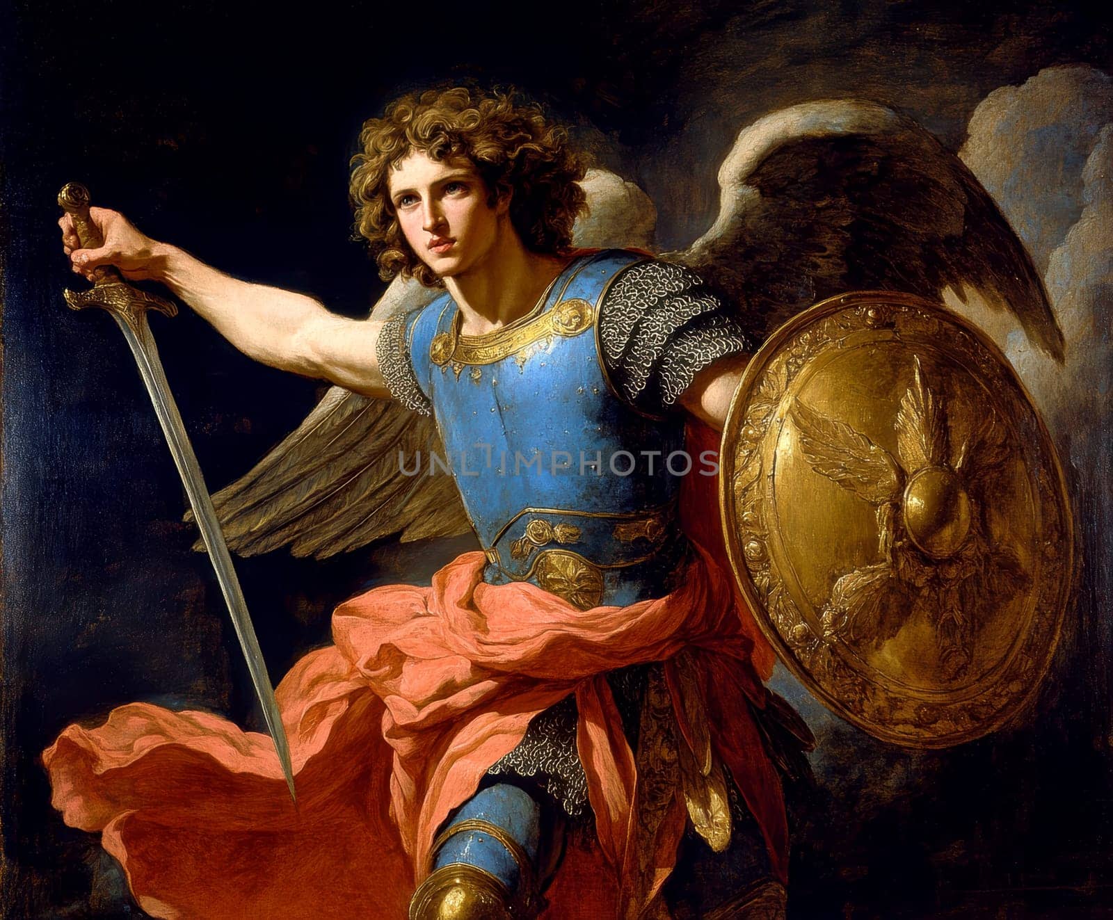 archangel Gabriel in all his pride and glory. AI generative.