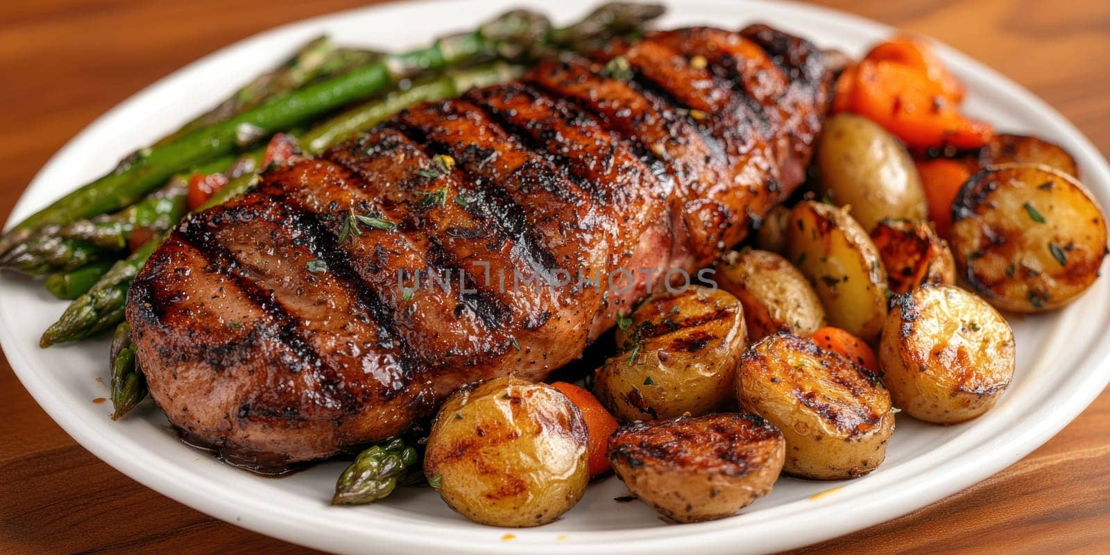 Duck fillet with vegetables. AI generative.