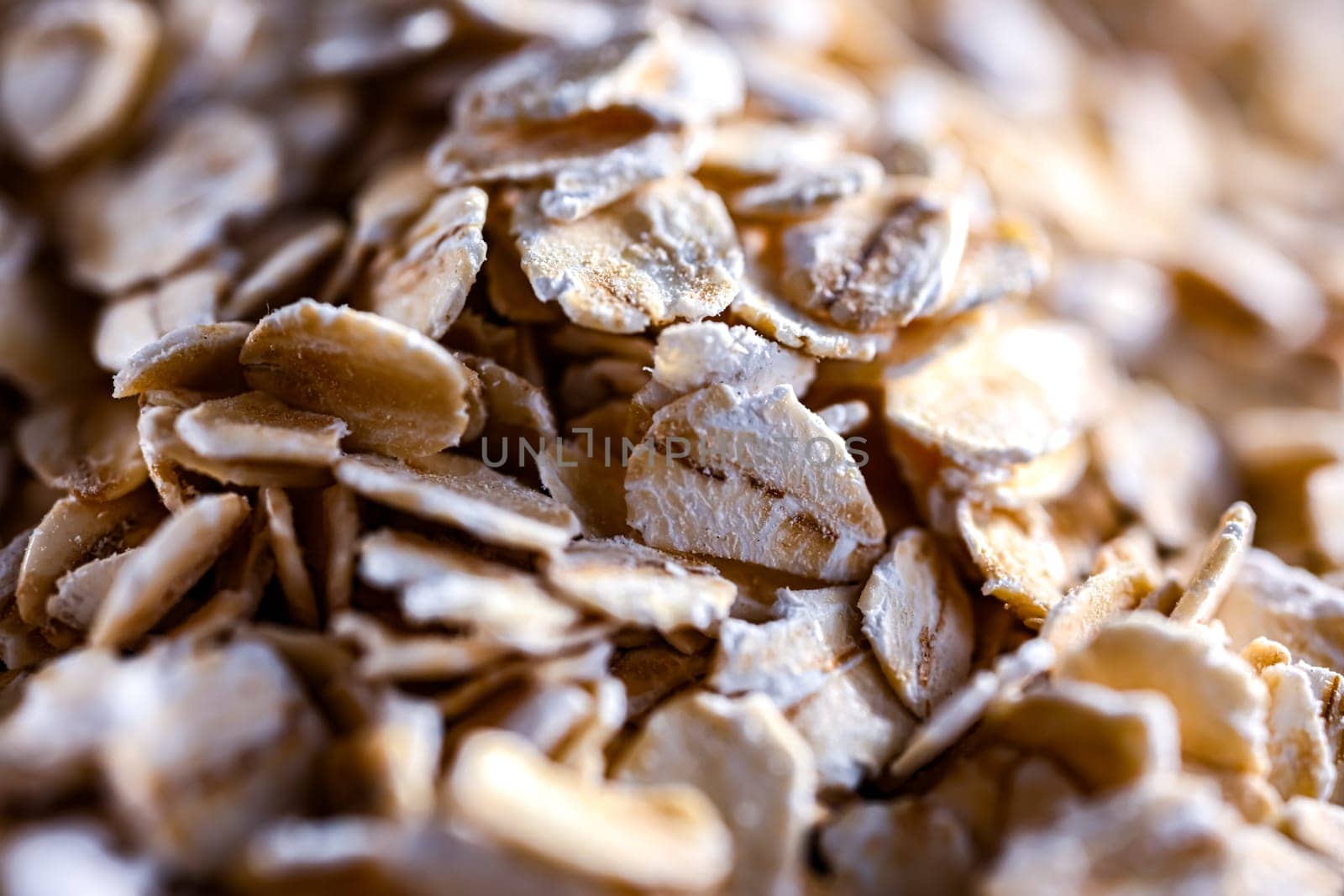 Close-up of rolled oats. Cereal food.