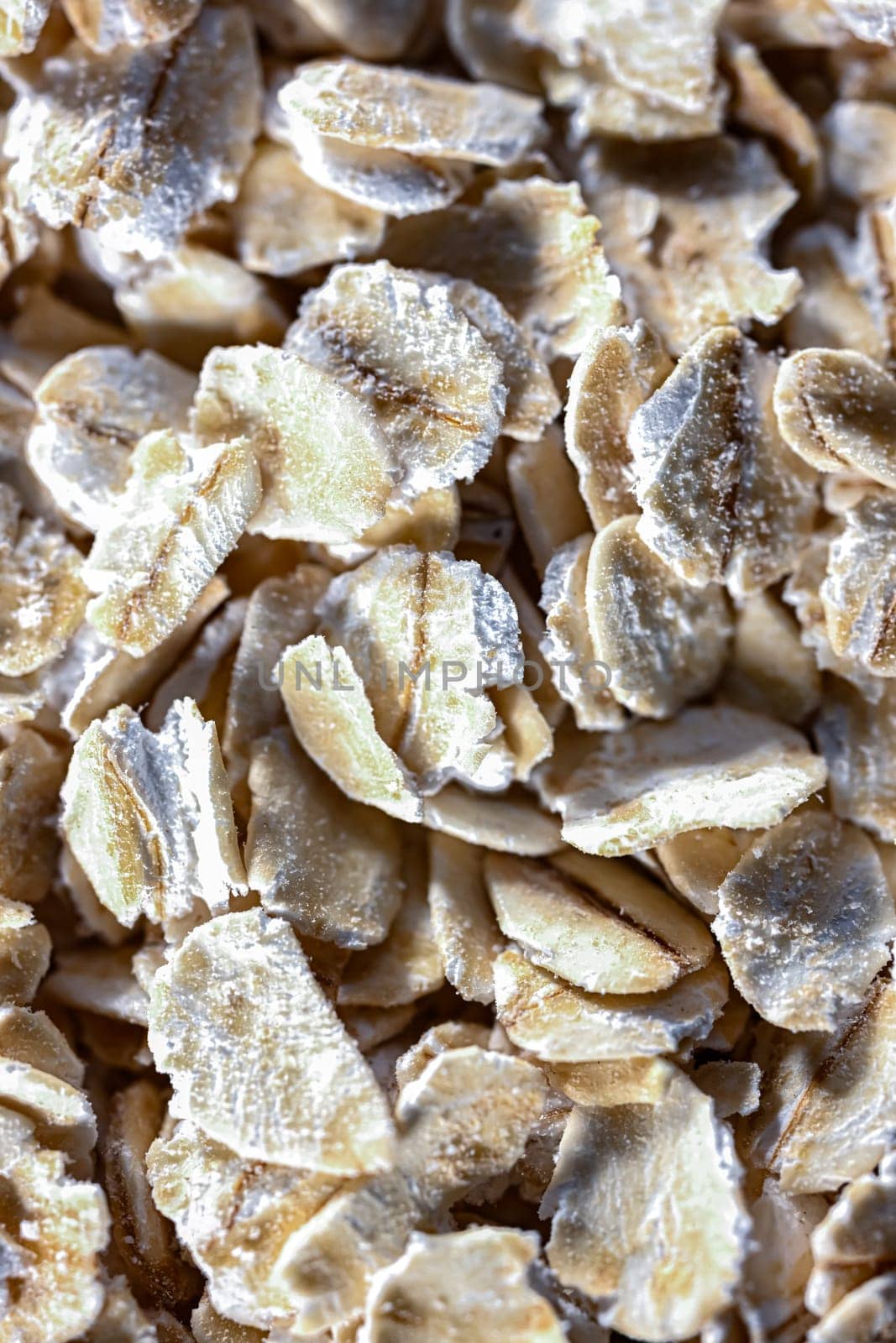 Close-up of rolled oats. Cereal food.