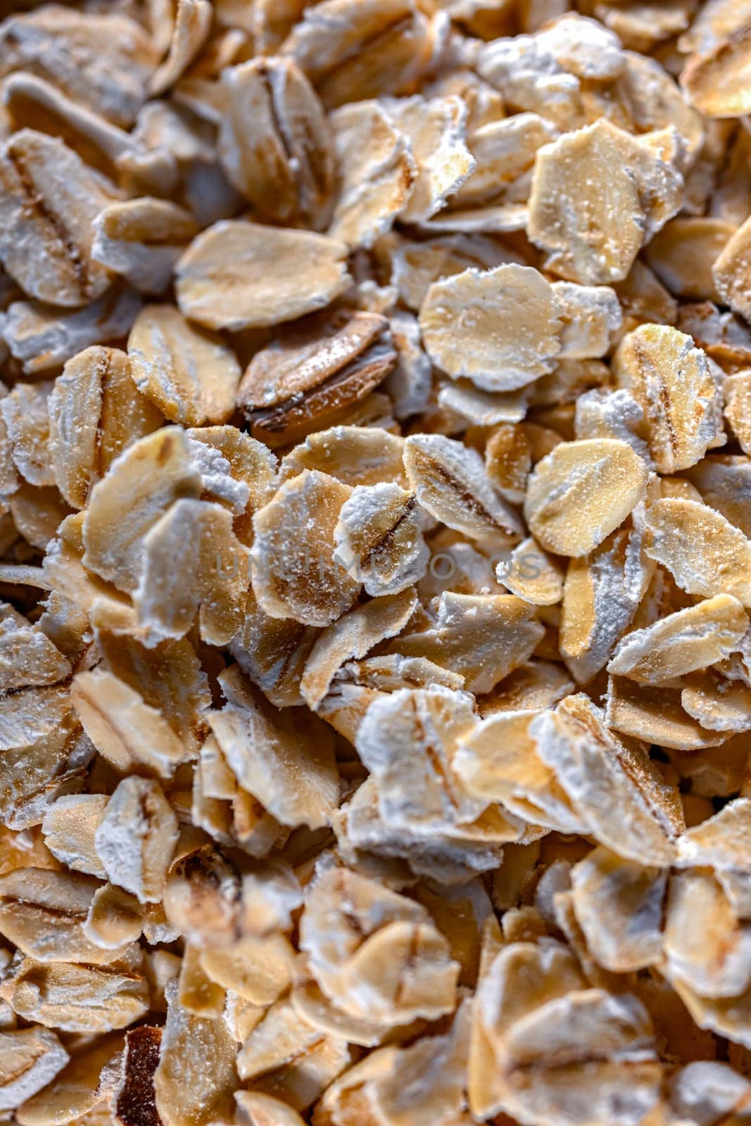 Close-up of rolled oats. Cereal food.