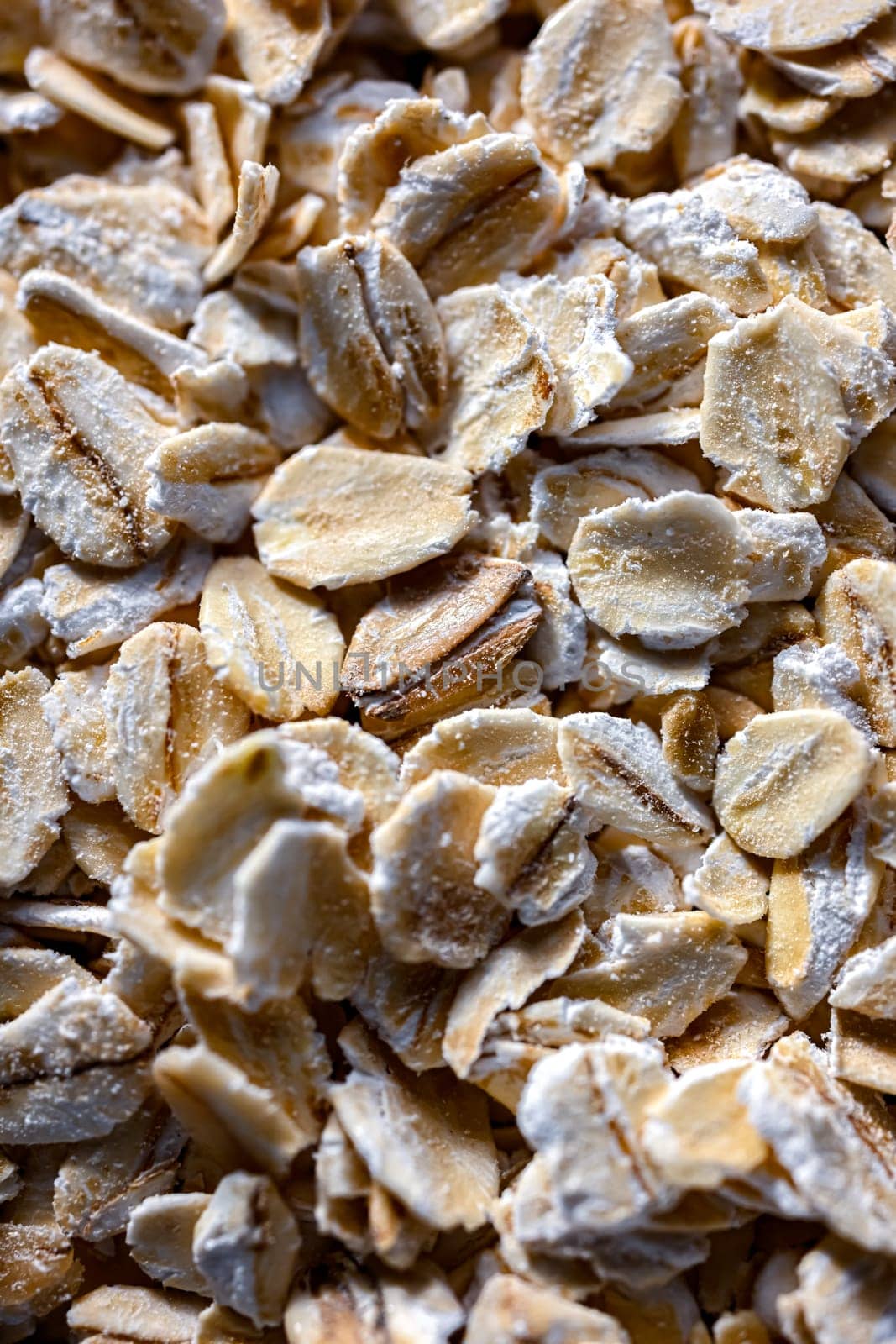 Close-up of rolled oats. Cereal food.