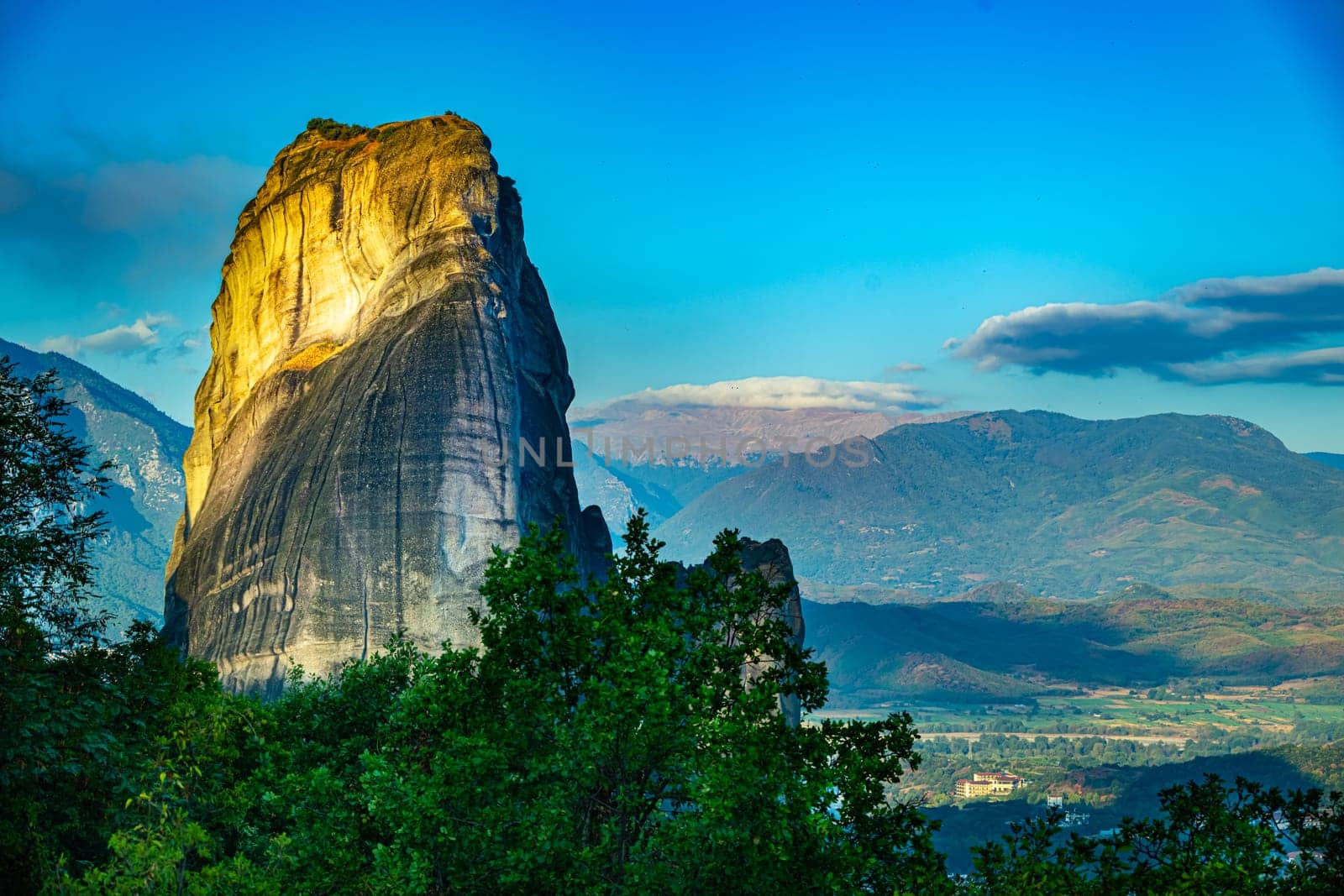 View of Meteora with Eastern Orthodox monasteries, a rock formation in the regional unit of Trikala, in Thessaly, in northwestern Greece, UNESCO World Heritage Site