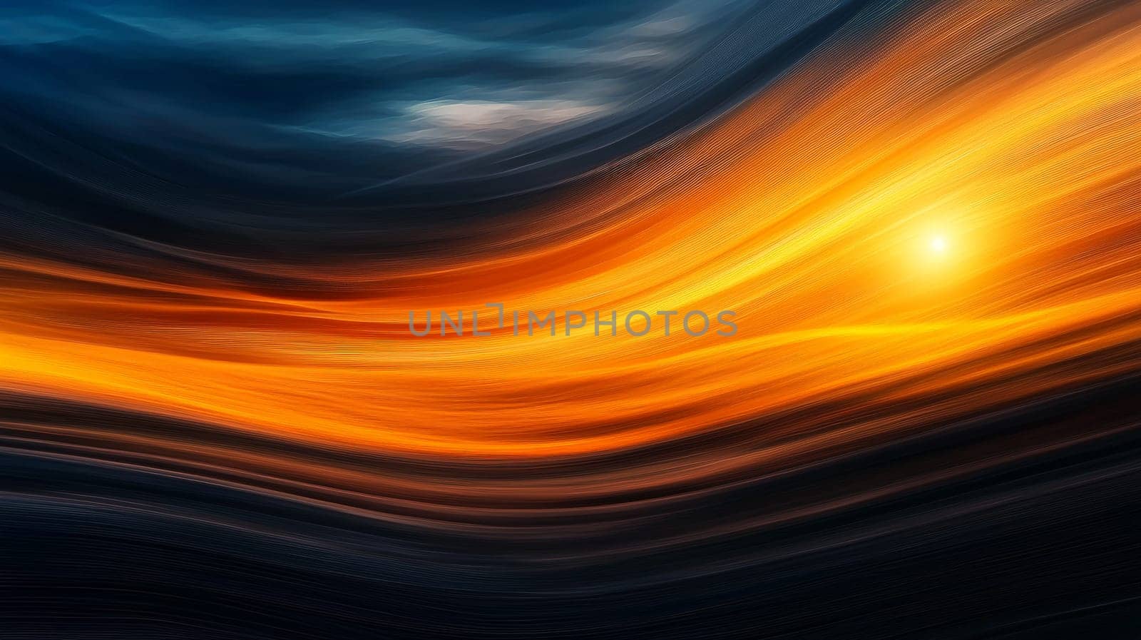 An abstract depiction of a sunrise as experienced through senses beyond sight, imagining how warmth and the promise of a new day guide the vision. The sun is portrayed as a wave of glowing warmth, blending soft blues, oranges, and yellows. The horizon exudes a tactile essence, representing the sensations of morning air and the sound of awakening birds. The light expands, radiating calm, hope, and renewal, evoking a world felt more than seen.