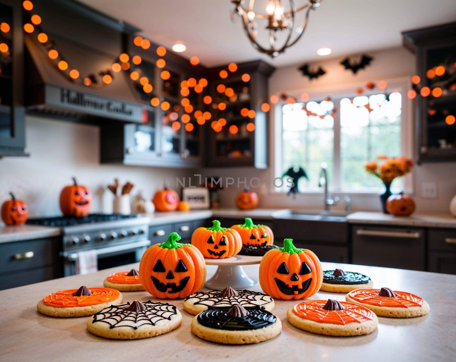Halloween Themed Sugar Cookies Decorated with Frosting