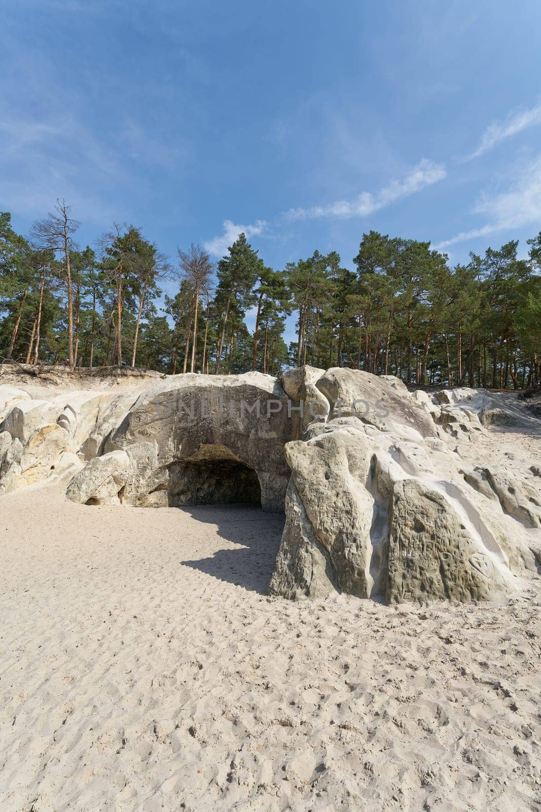 Sand caves, sandhohlen in the Heers forest area in the Harz Mountains near the town of Blankenburg below the Regenstein in Germany