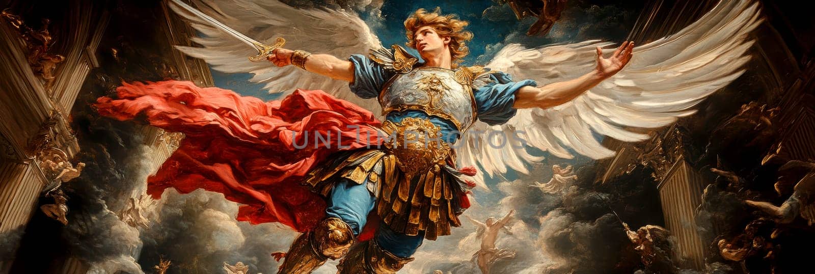 archangel Gabriel in all his pride and glory. AI generative.