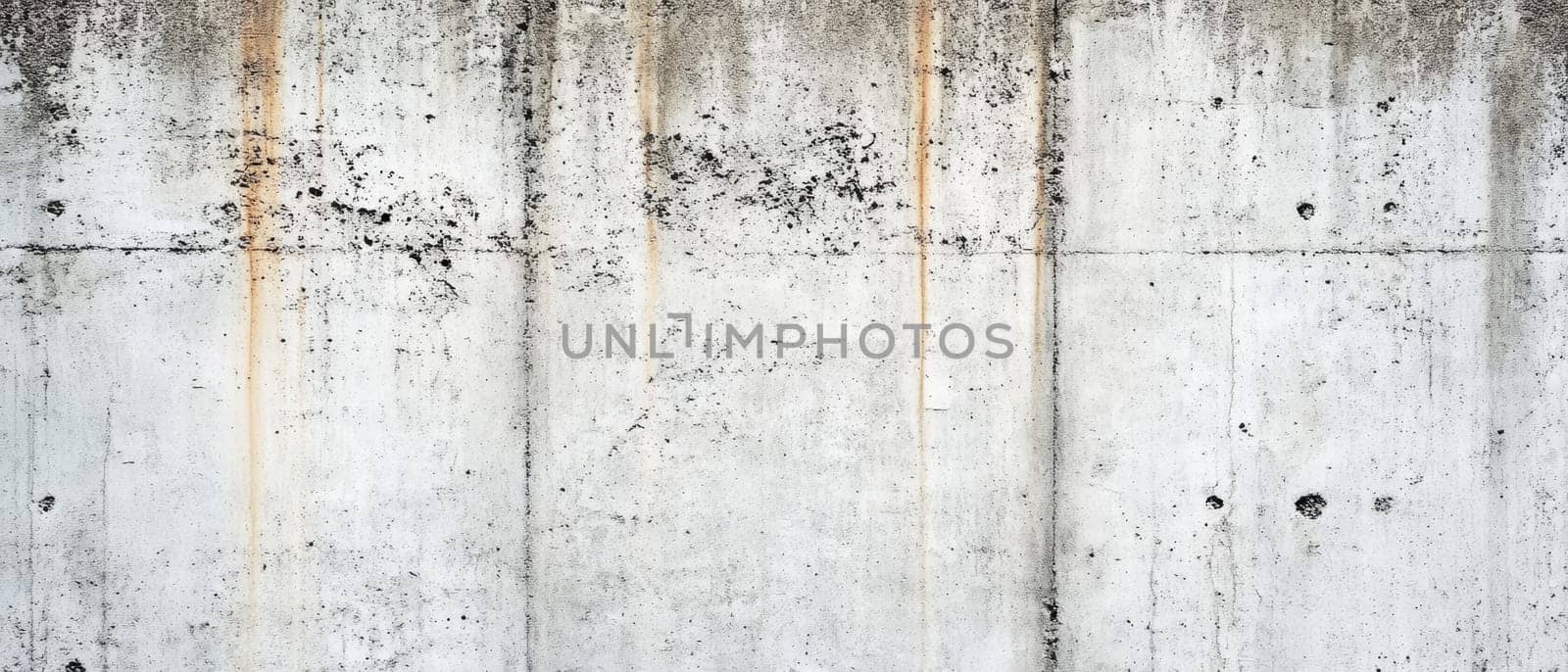 Grungy concrete wall with stains, cracks, and rust marks, showcasing urban decay and providing a raw industrial backdrop with ample copy space.